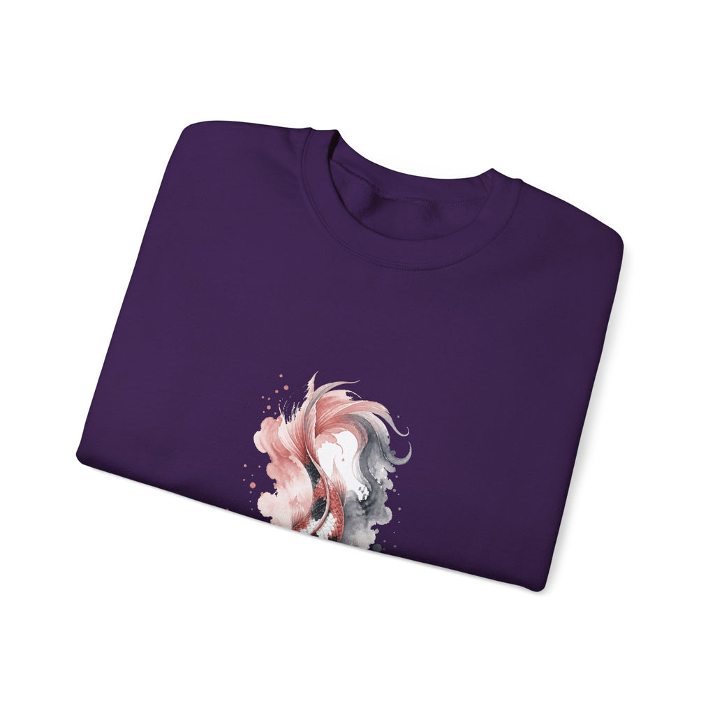 Matching Couple Sweatshirt - Koi Fish Yin Yang Matching Couple Crewneck Sweatshirt Watercolor Art His Hers Engagement Gift - Design B