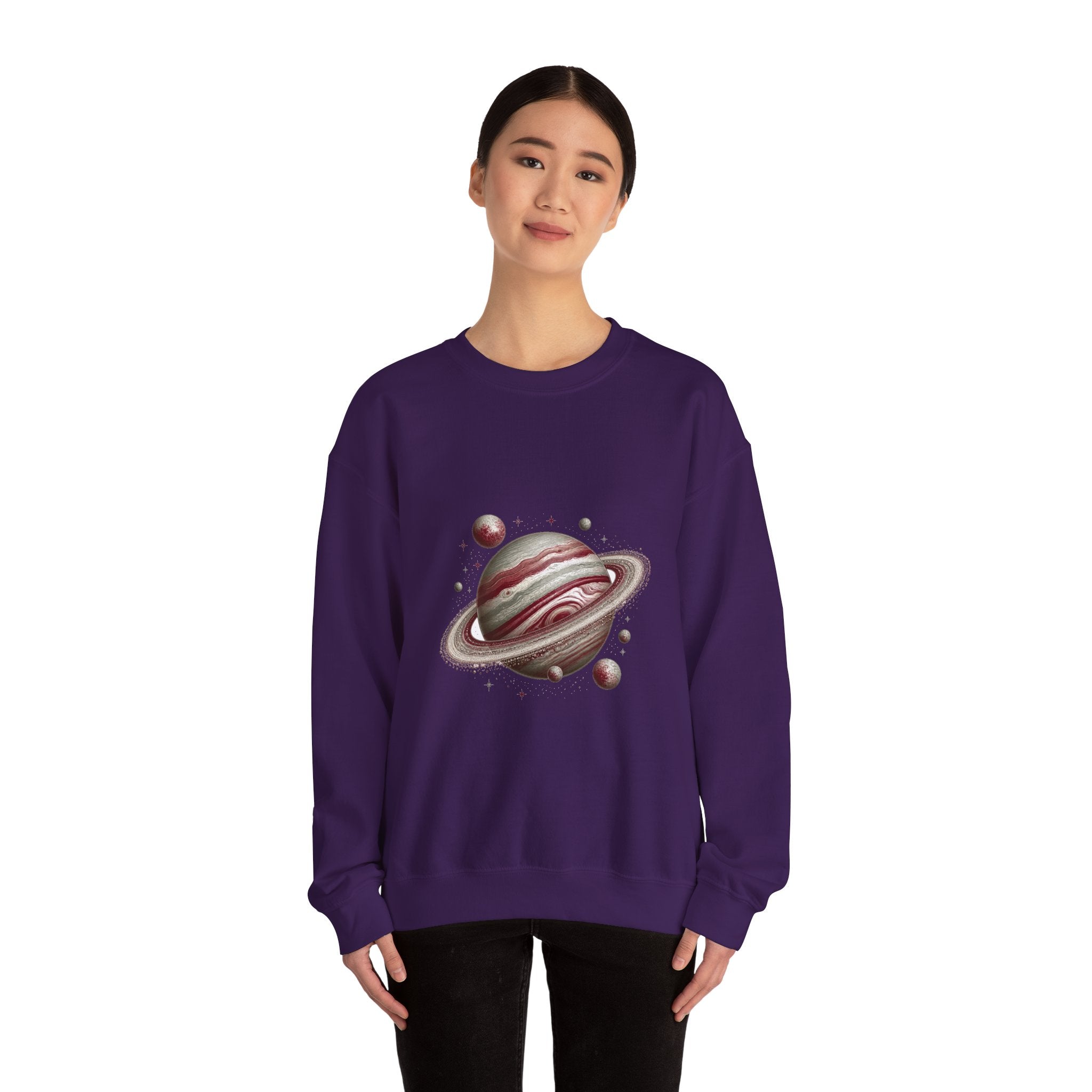 Matching Couple Sweatshirt - Astronaut & Planet Matching Couple Crewneck Sweatshirt Vintage Art His Hers Wedding Gift - Design B
