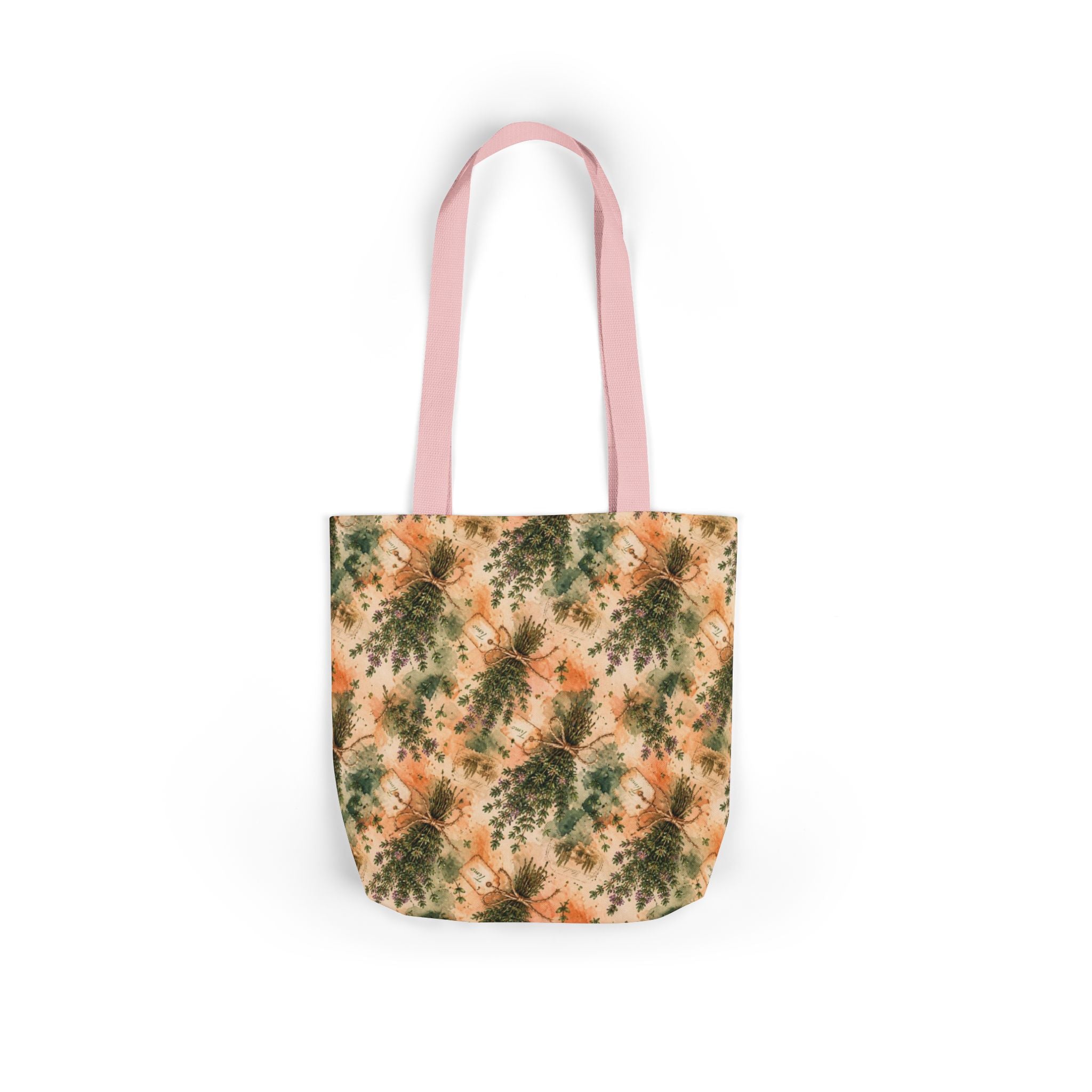 Thyme Bundles Canvas Tote Bag Mediterranean Kitchen Watercolor Splash Design Italian Cottagecore Gift