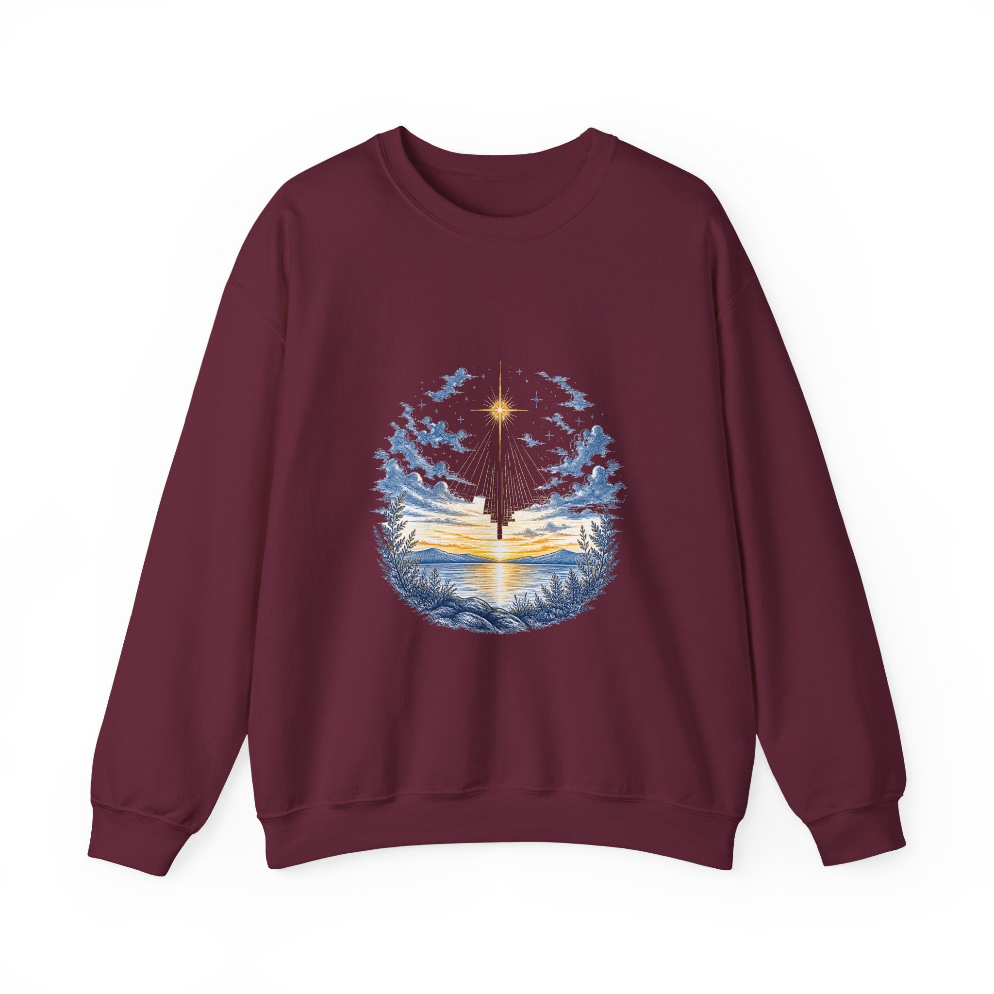 Matching Couple Sweatshirt - Evening & Morning Star Matching Couple Premium Fleece Sweatshirt Hand-Drawn Art His Hers Anniversary Gift - Design A