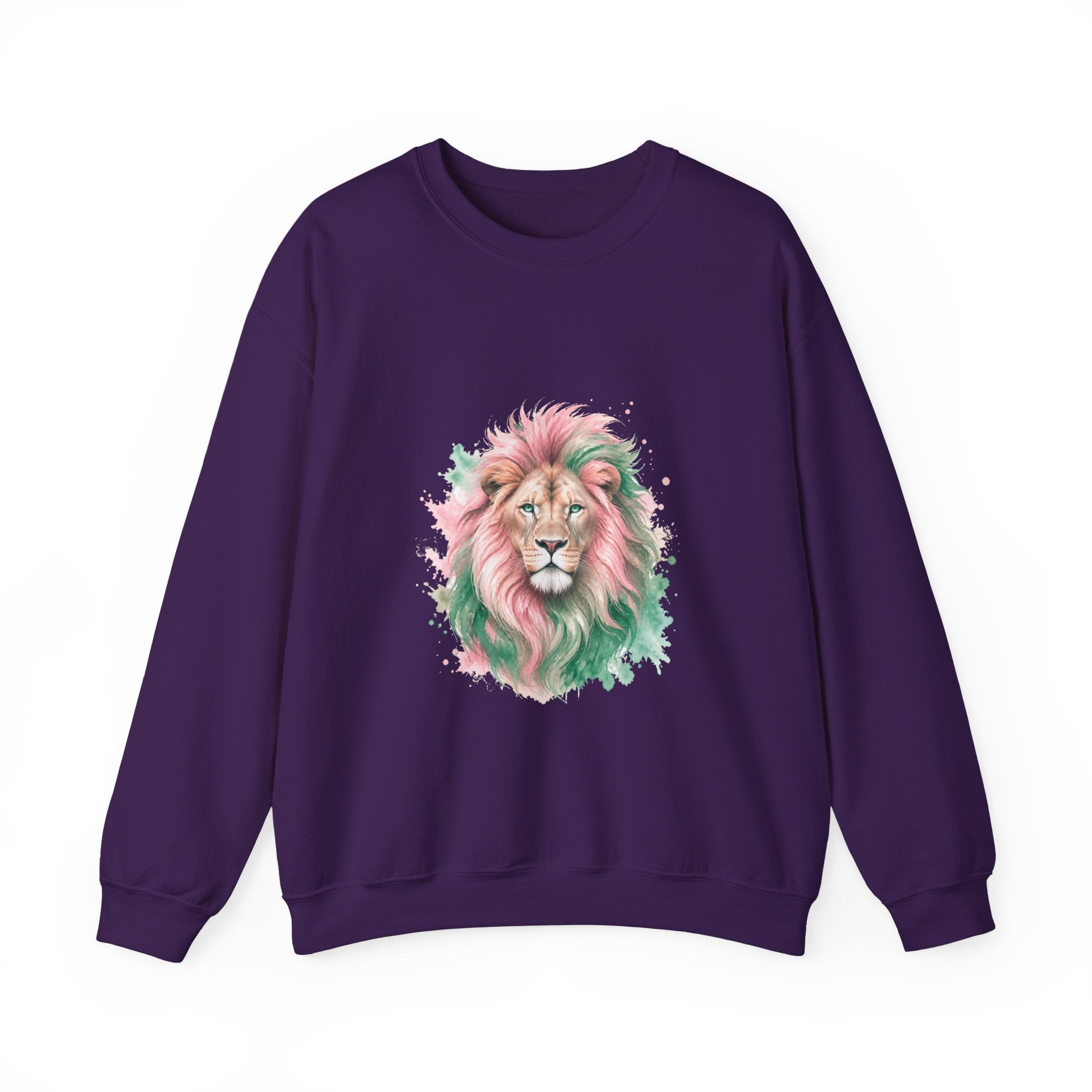 Matching Couple Sweatshirt - Lion & Lamb Matching Couple Premium Fleece Sweatshirt Watercolor Art His Hers Birthday Gift - Design A