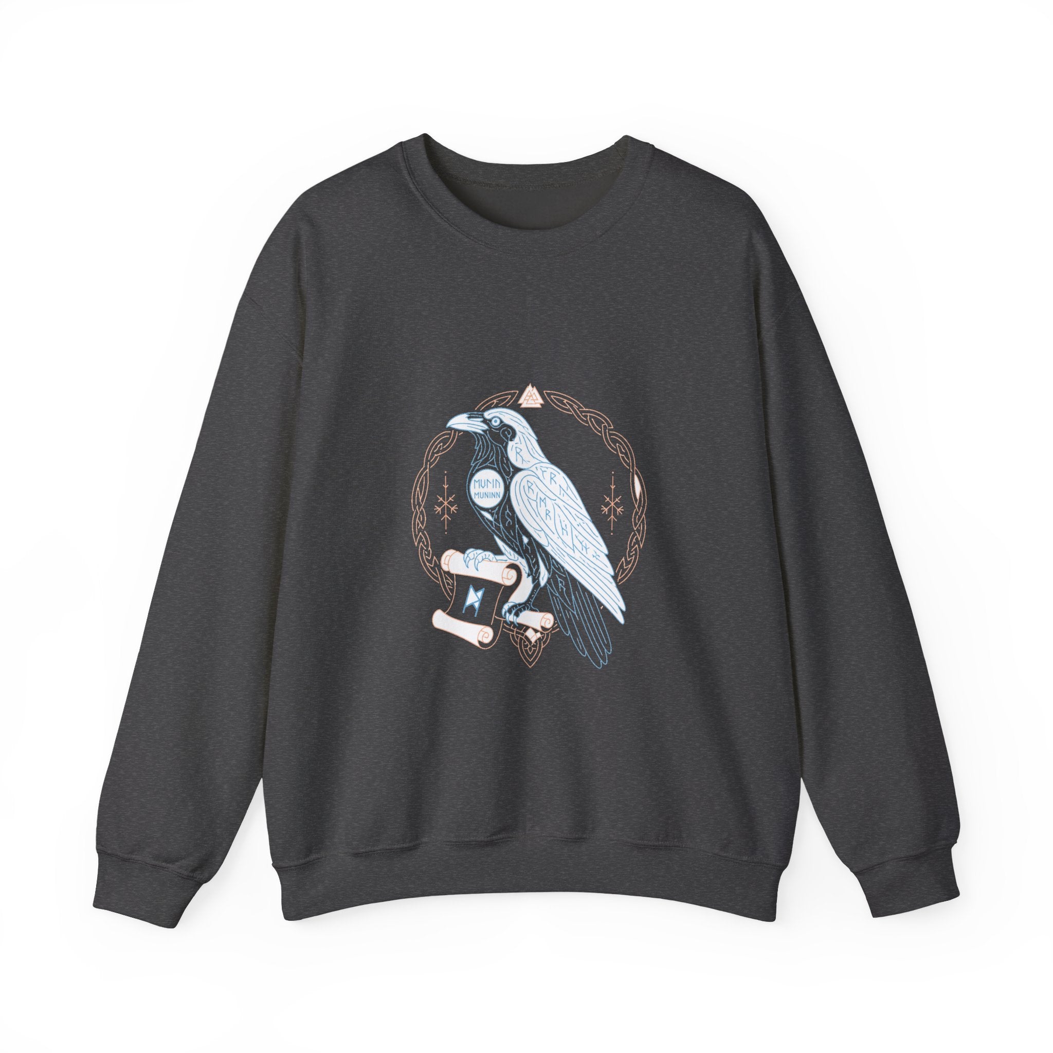 Matching Couple Sweatshirt - Huginn & Muninn Matching Couple Crewneck Sweatshirt Minimalist Art His Hers Valentine Gift - Design B