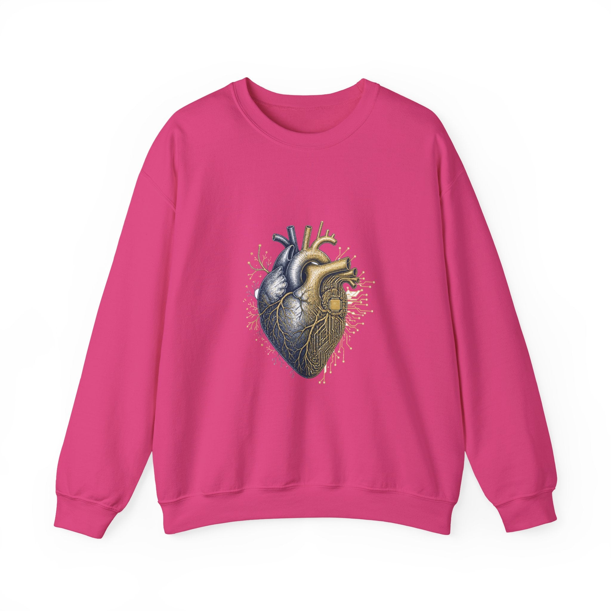 Matching Couple Sweatshirt - Robot & Heart Matching Couple Comfort Colors Crew Hand-Drawn Art His Hers Anniversary Gift - Design B