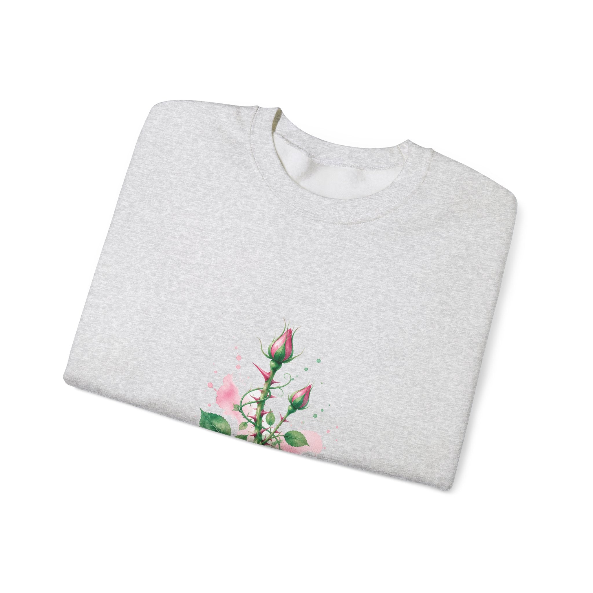 Matching Couple Sweatshirt - Rose & Thorn Matching Couple Comfort Colors Crew Watercolor Art His Hers Birthday Gift - Design B
