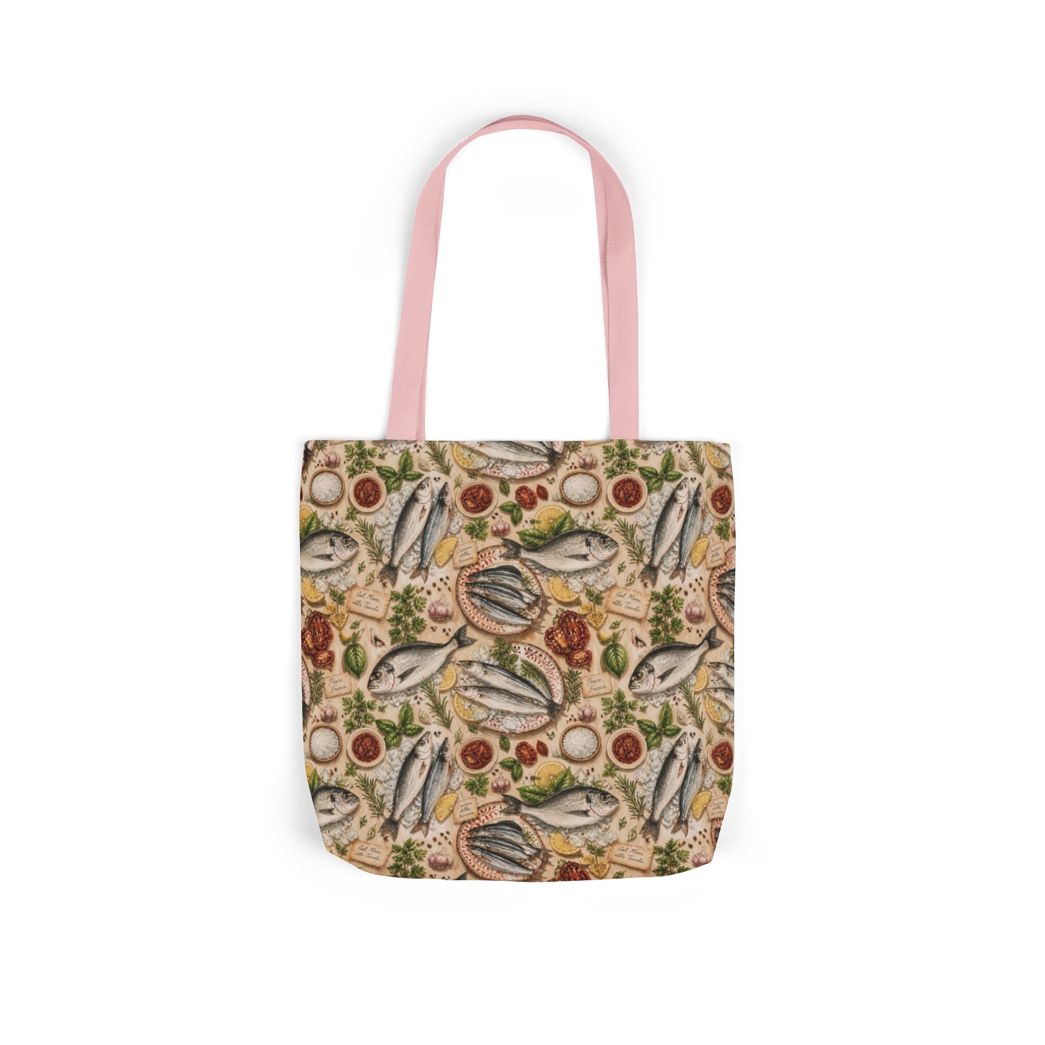 Mediterranean Fish Canvas Tote Bag Mediterranean Kitchen Watercolor Design Italian Cottagecore Gift