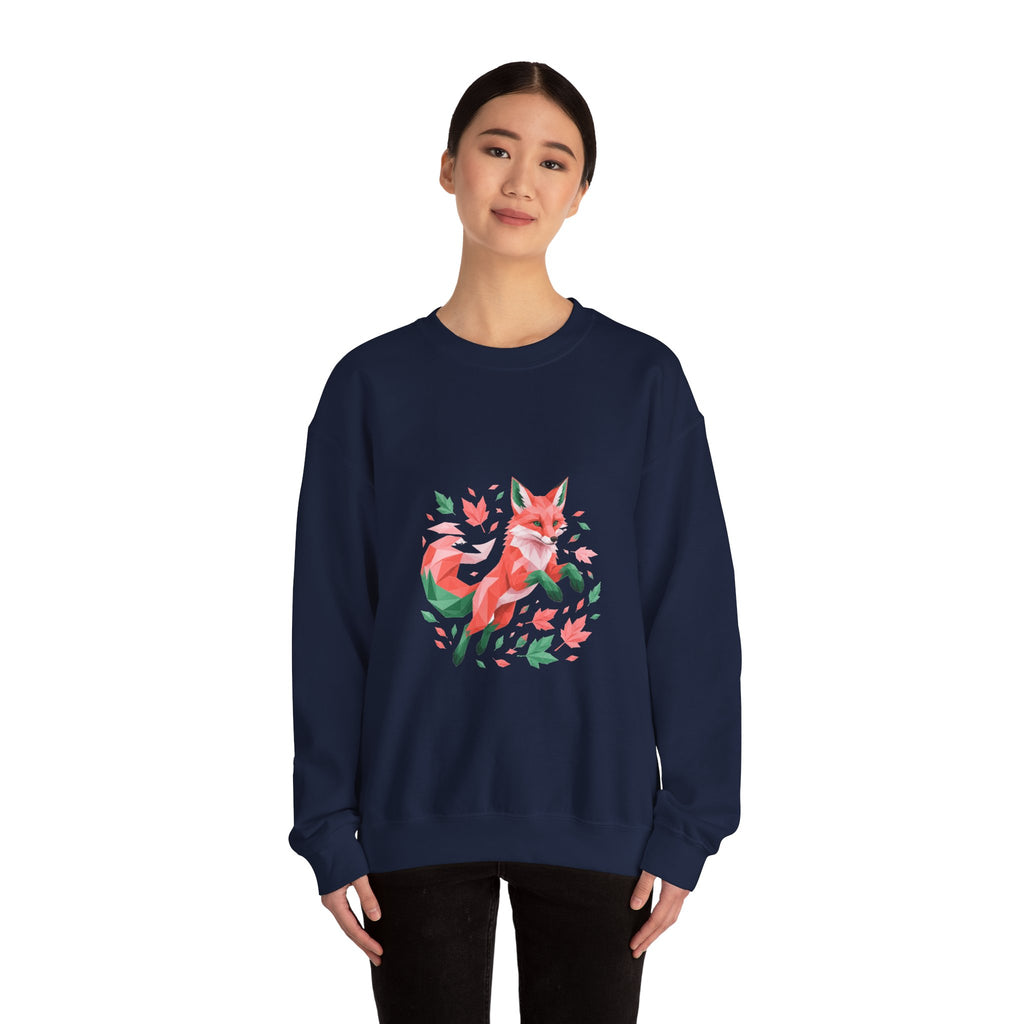 Matching Couple Sweatshirt - Fox & Rabbit Matching Couple Premium Fleece Sweatshirt Geometric Art His Hers Love Gift - Design A