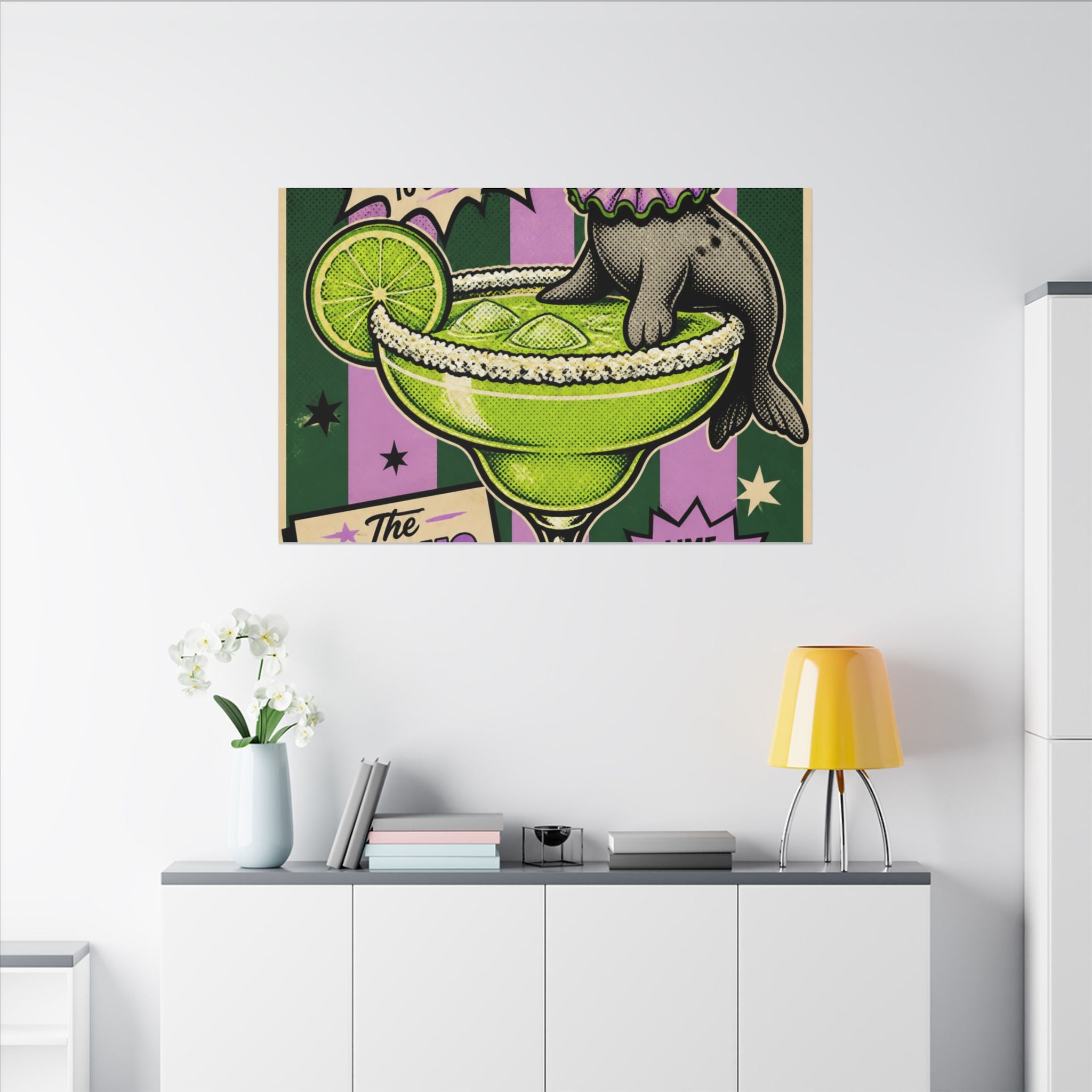 Margarita Balancing Seal Wall Art Canvas 16×20 Pop Art Living Room Decor Maximalist Print