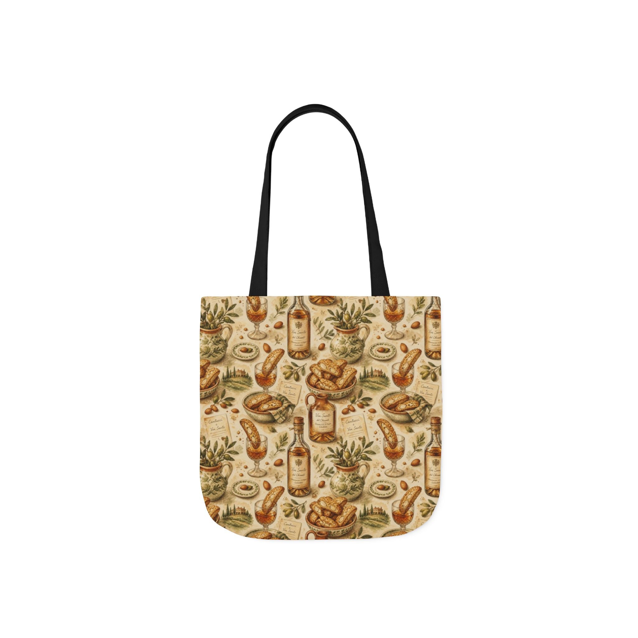 Biscotti & Vin Santo Canvas Tote Bag Mediterranean Kitchen Watercolor Design Italian Cottagecore Gift
