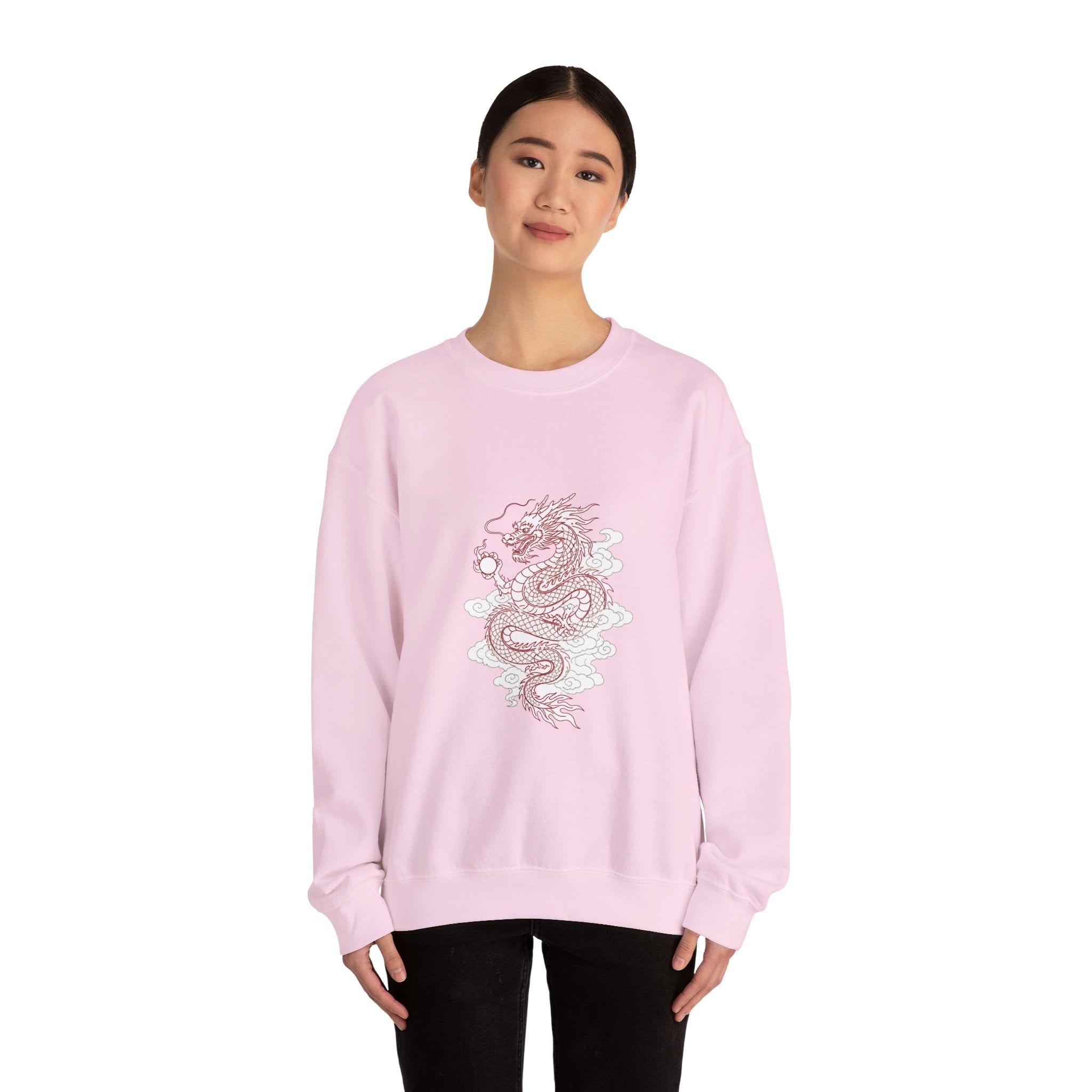 Matching Couple Sweatshirt - Dragon & Phoenix Matching Couple Crewneck Sweatshirt Minimalist Art His Hers Valentine Gift - Design A