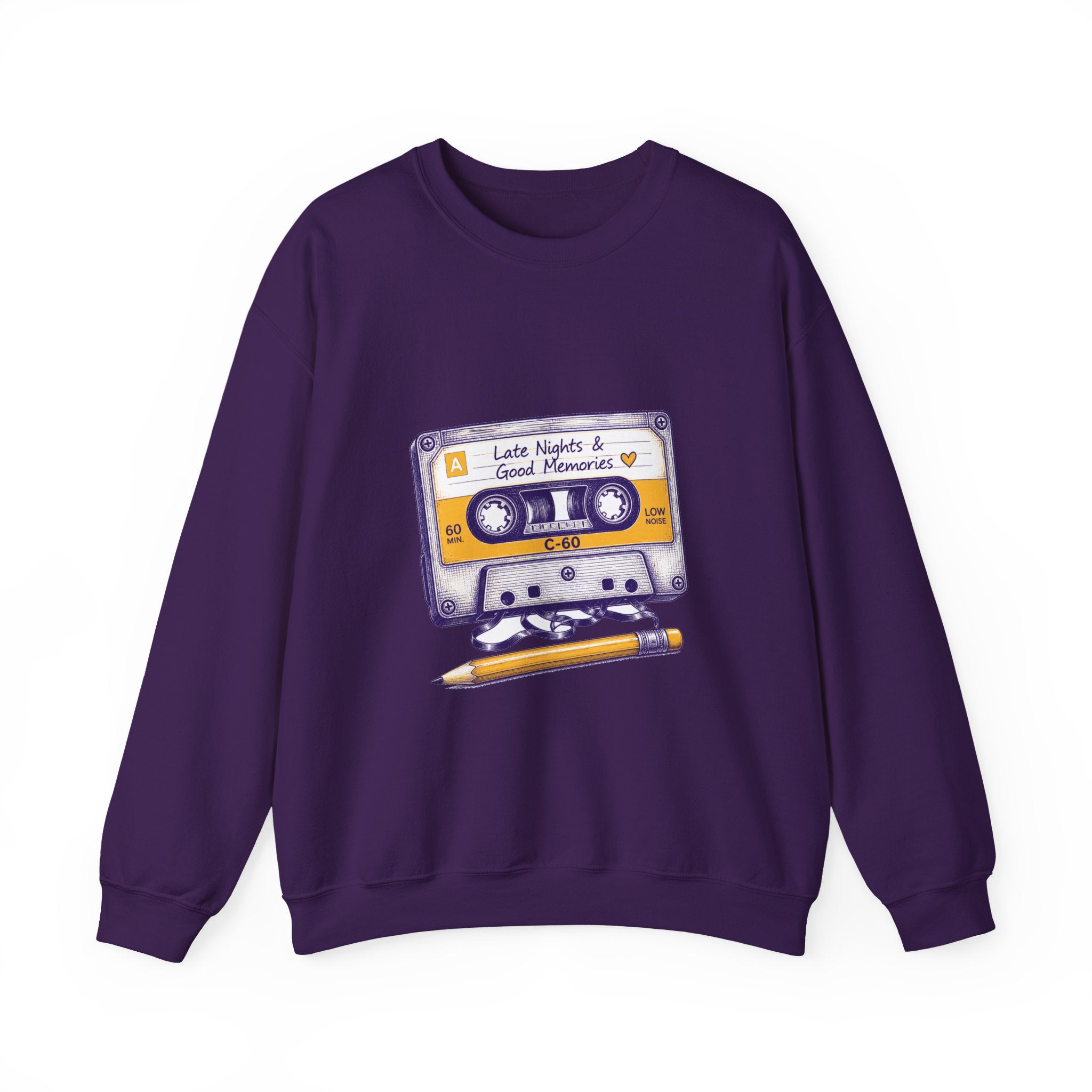 Matching Couple Sweatshirt - Vinyl & Cassette Matching Couple Premium Fleece Sweatshirt Hand-Drawn Art His Hers Anniversary Gift - Design B