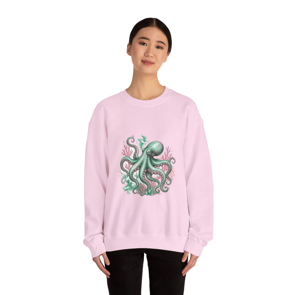 Matching Couple Sweatshirt - Octopus & Jellyfish Matching Couple Premium Fleece Sweatshirt Hand-Drawn Art His Hers Anniversary Gift - Design A