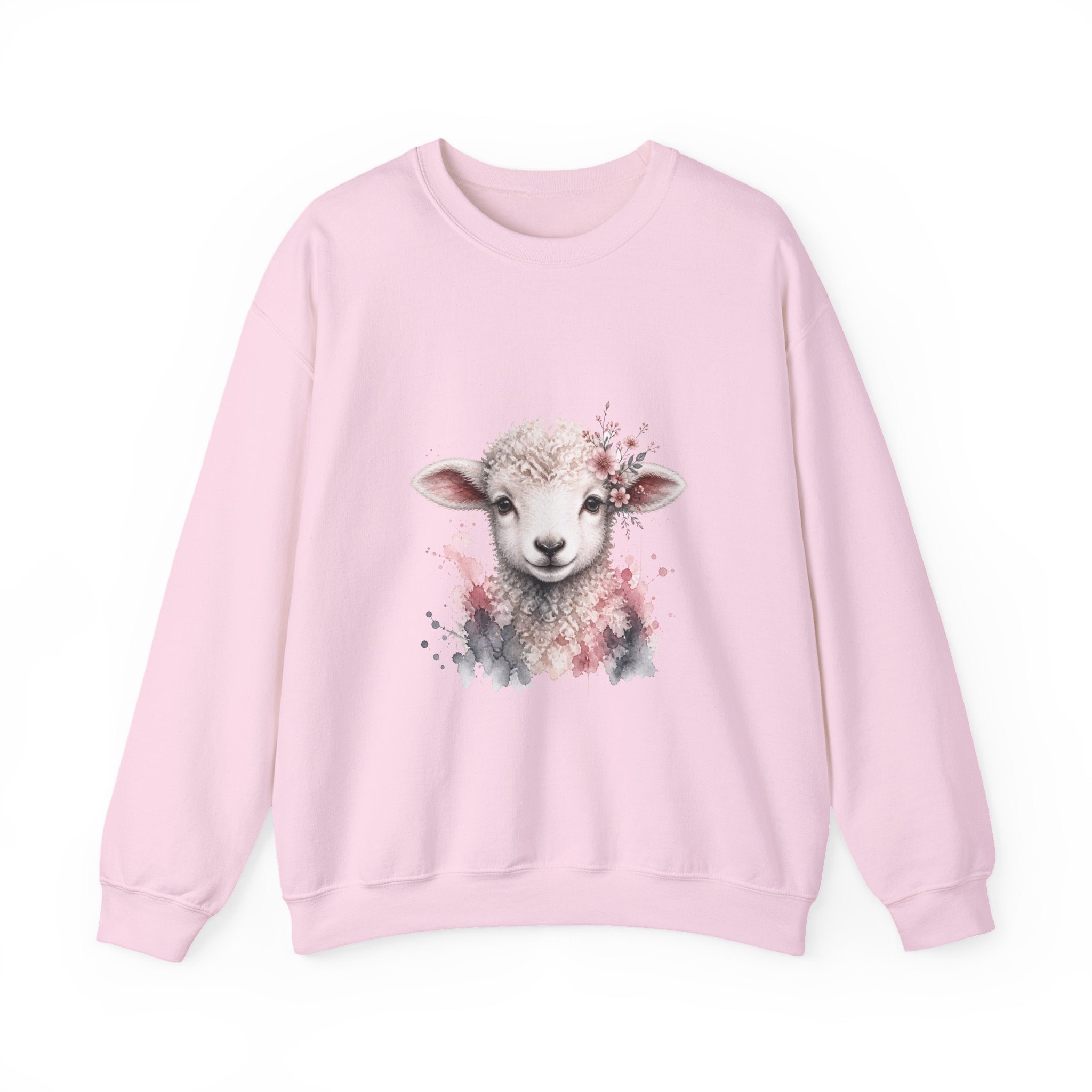 Matching Couple Sweatshirt - Lion & Lamb Matching Couple Crewneck Sweatshirt Watercolor Art His Hers Engagement Gift - Design B