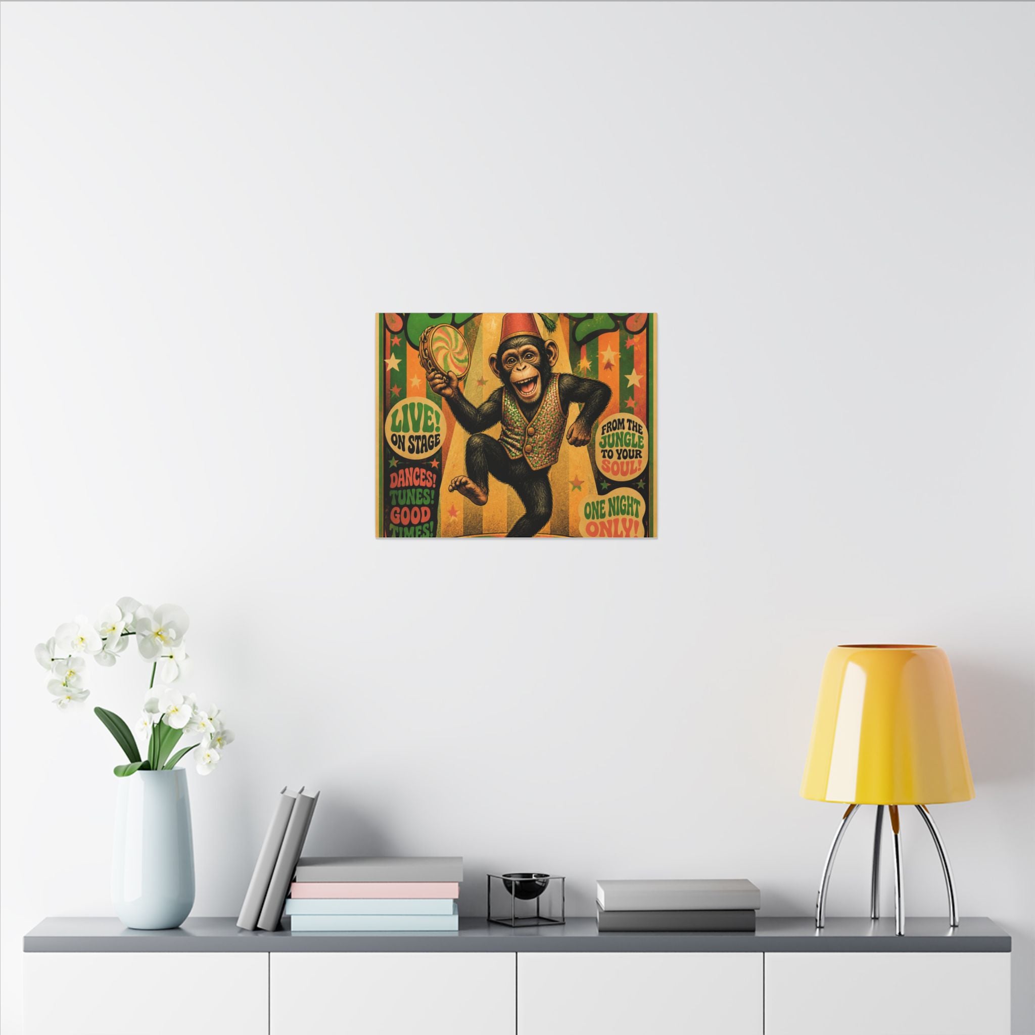 Dancing Monkey Wall Art Canvas 16×20 Psychedelic Cafe Decor Maximalist Print