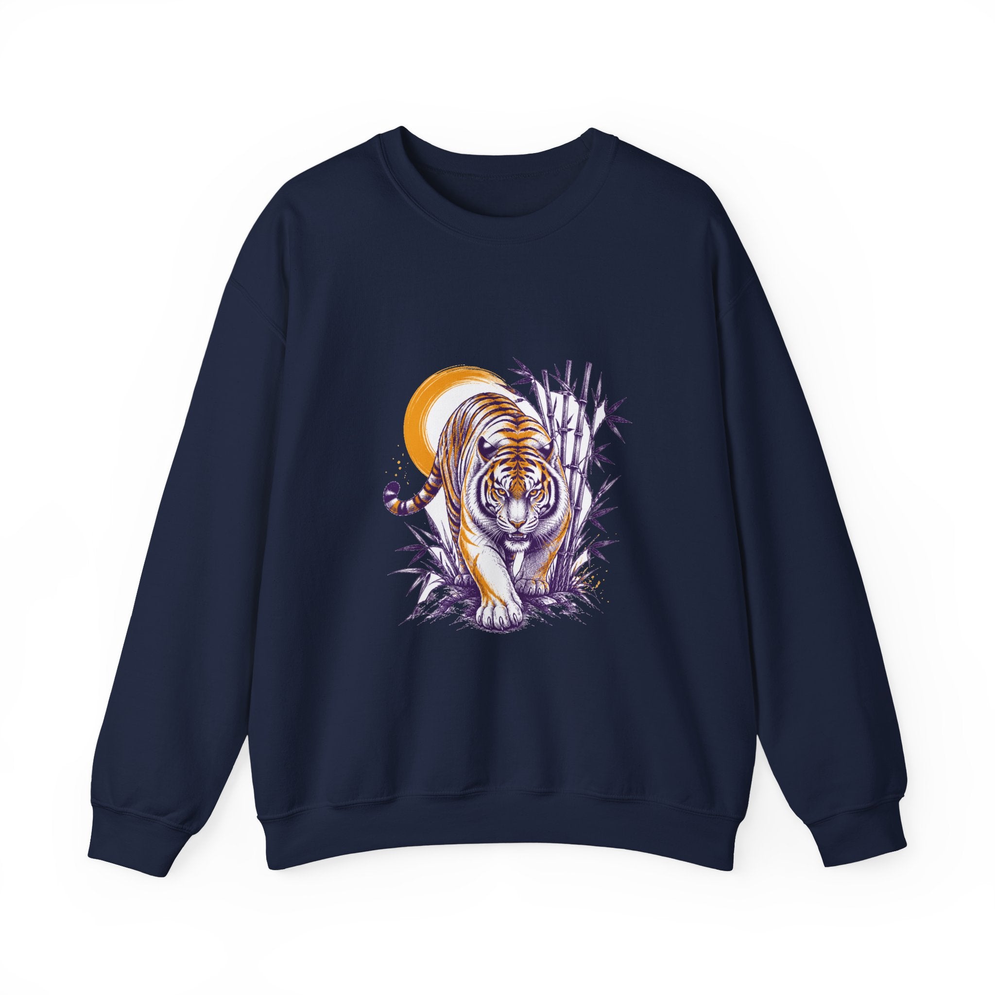 Matching Couple Sweatshirt - Tiger & Crane Matching Couple Premium Fleece Sweatshirt Hand-Drawn Art His Hers Anniversary Gift - Design A