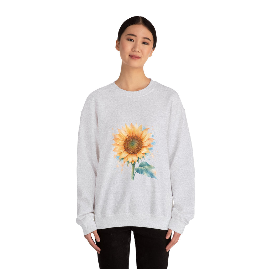 Matching Couple Sweatshirt - Sunflower & Moonflower Matching Couple Crewneck Sweatshirt Watercolor Art His Hers Engagement Gift - Design A