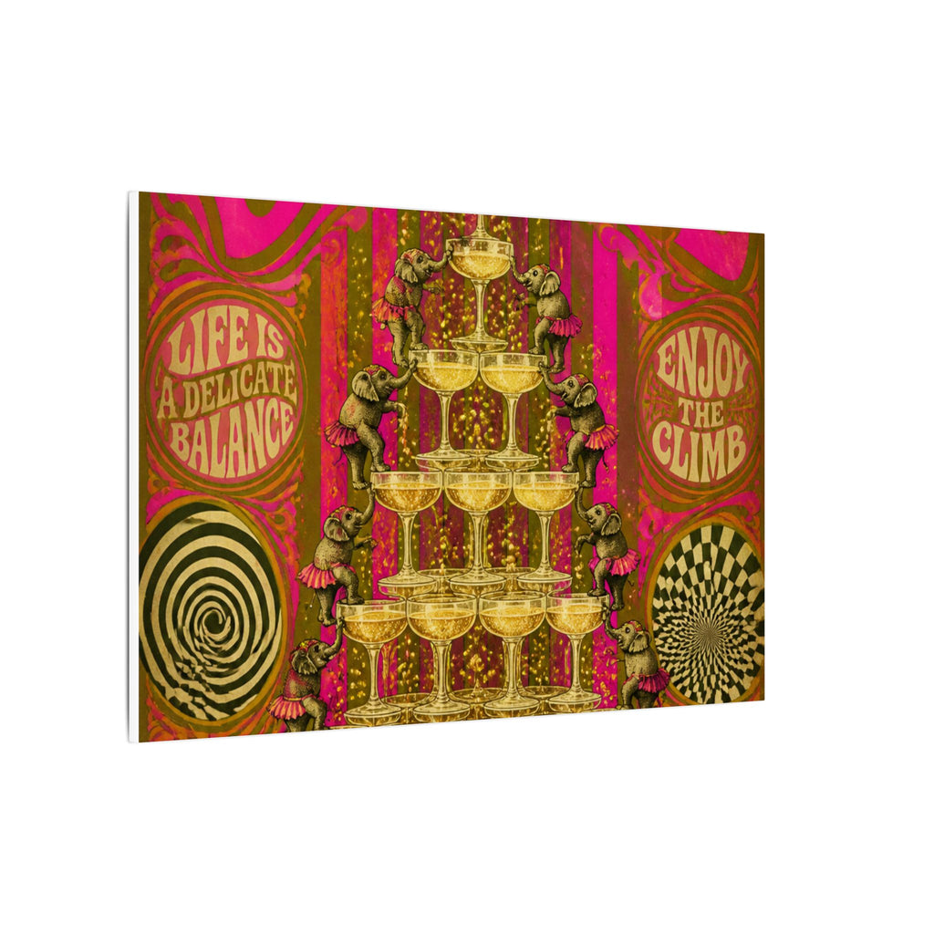 Champagne Tower Elephants Wall Art Canvas 16×20 Psychedelic Cafe Decor Maximalist Print