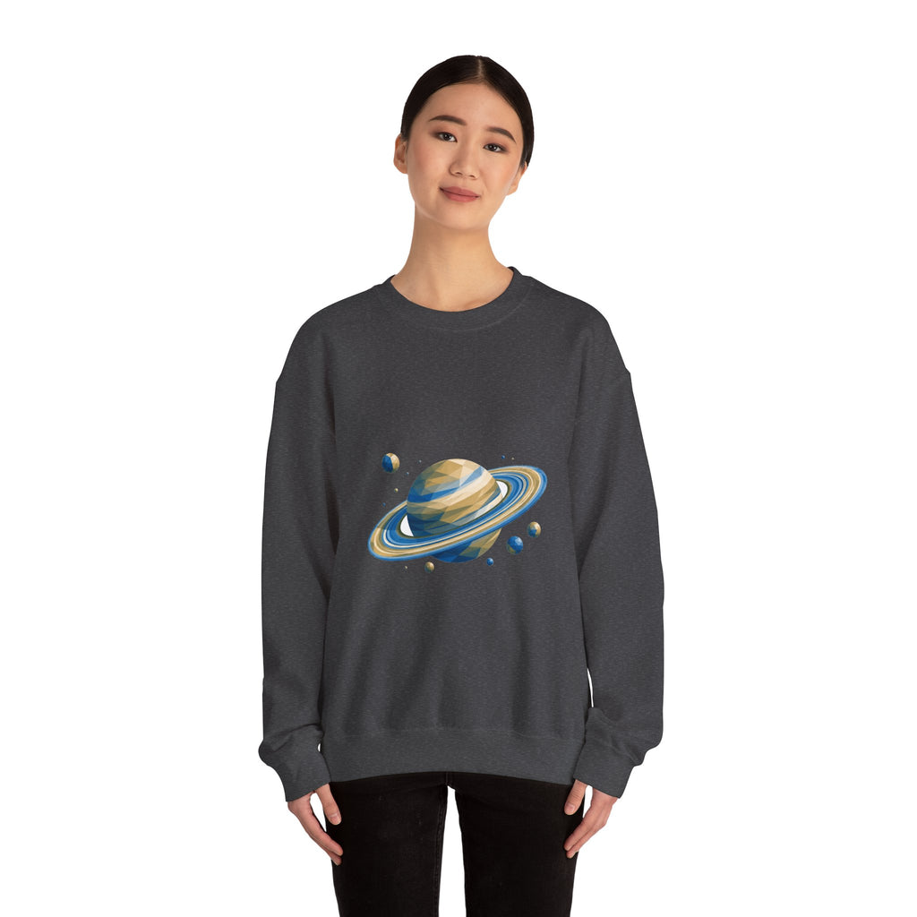 Matching Couple Sweatshirt - Saturn & Jupiter Matching Couple Premium Fleece Sweatshirt Geometric Art His Hers Love Gift - Design A