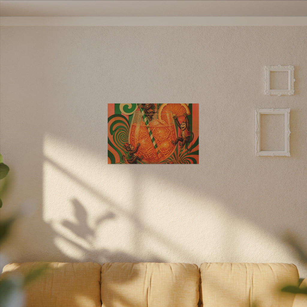 Aperol Spritz Monkeys Wall Art Canvas 16×20 Psychedelic Cafe Decor Maximalist Print