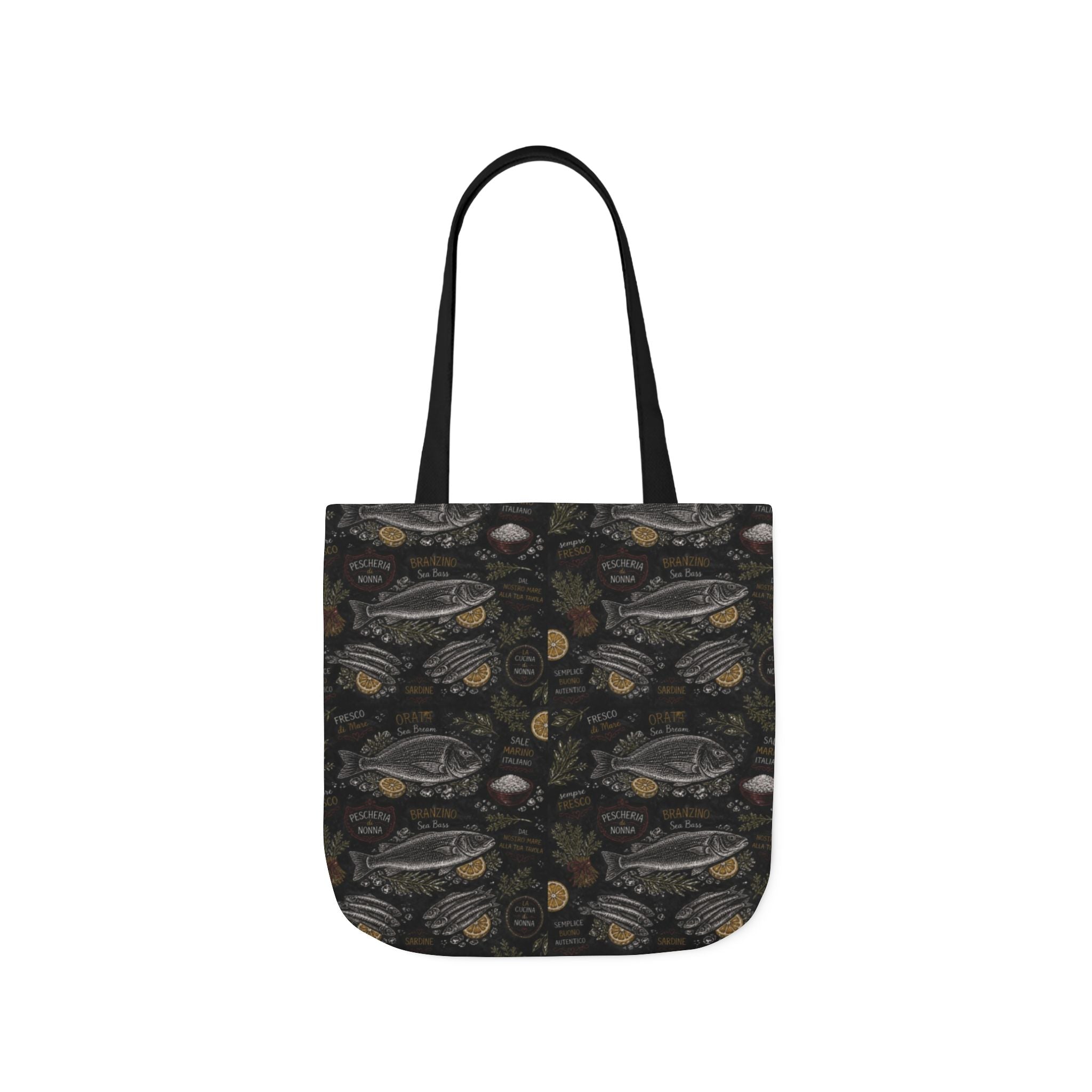 Mediterranean Fish Canvas Tote Bag Mediterranean Kitchen Chalk Art Design Italian Cottagecore Gift