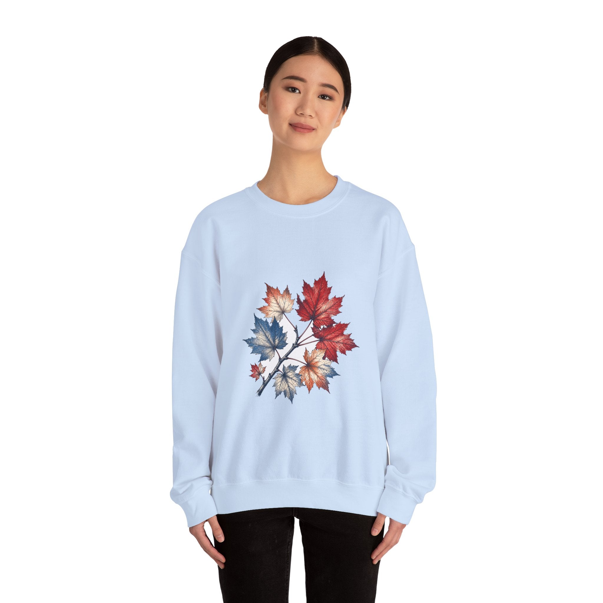 Matching Couple Sweatshirt - Cherry Blossom & Maple Leaf Matching Couple Crewneck Sweatshirt Hand-Drawn Art His Hers Best Friend Gift - Design B