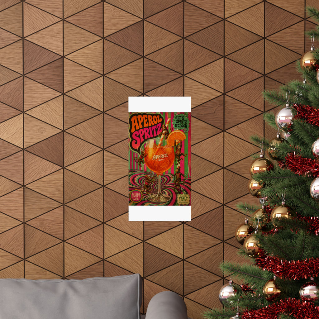 Aperol Spritz Monkeys Wall Art Poster 24×36 Psychedelic Dining Room Decor Maximalist Print