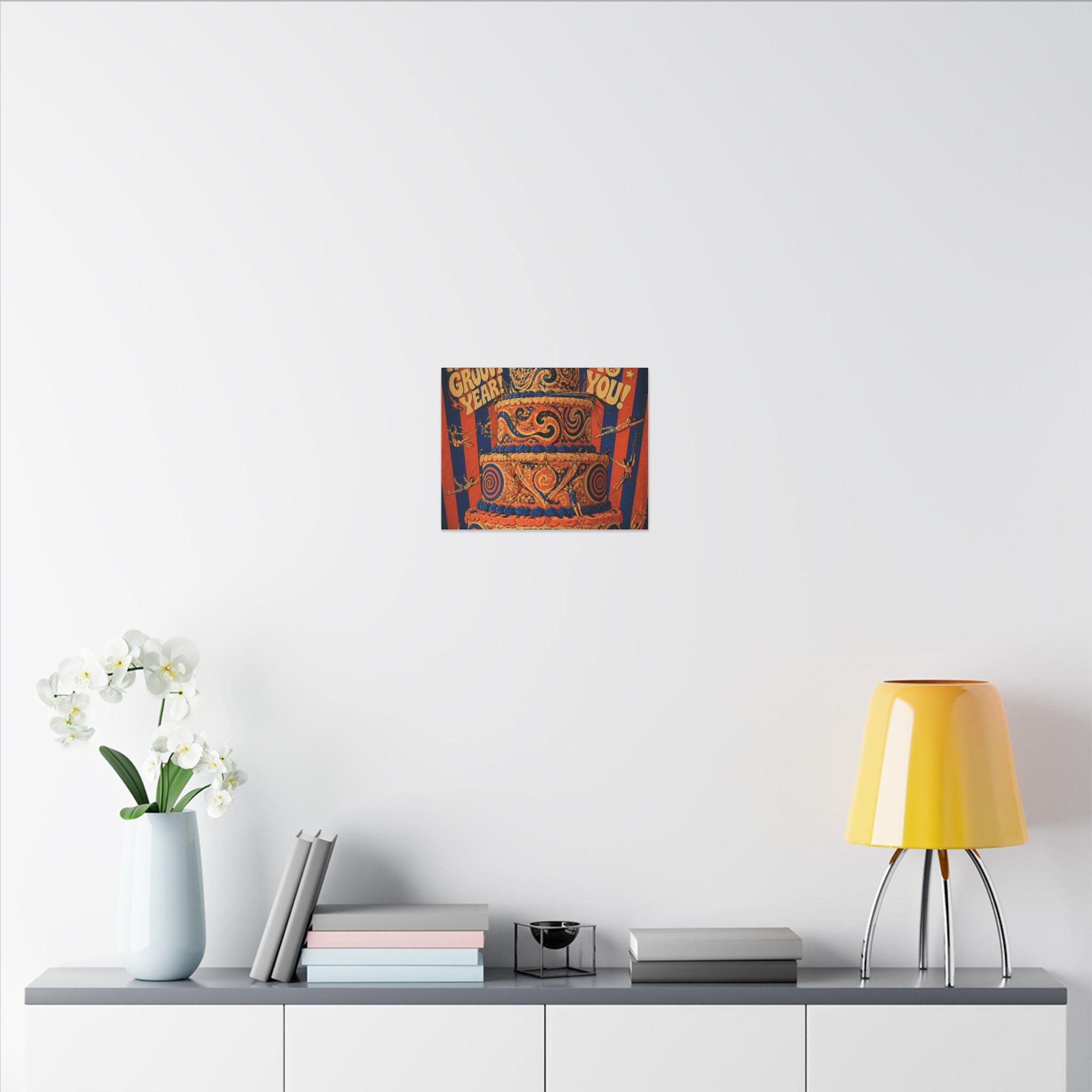 Birthday Cake Trapeze Wall Art Canvas 24×36 Psychedelic Dining Room Decor Maximalist Print