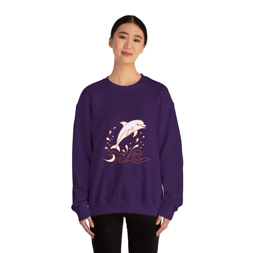 Matching Couple Sweatshirt - Shark & Dolphin Matching Couple Crewneck Sweatshirt Minimalist Art His Hers Valentine Gift - Design B