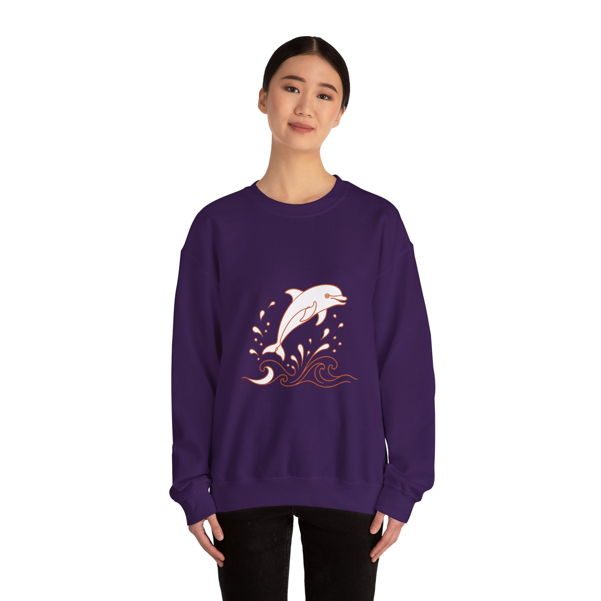 Matching Couple Sweatshirt - Shark & Dolphin Matching Couple Crewneck Sweatshirt Minimalist Art His Hers Valentine Gift - Design B