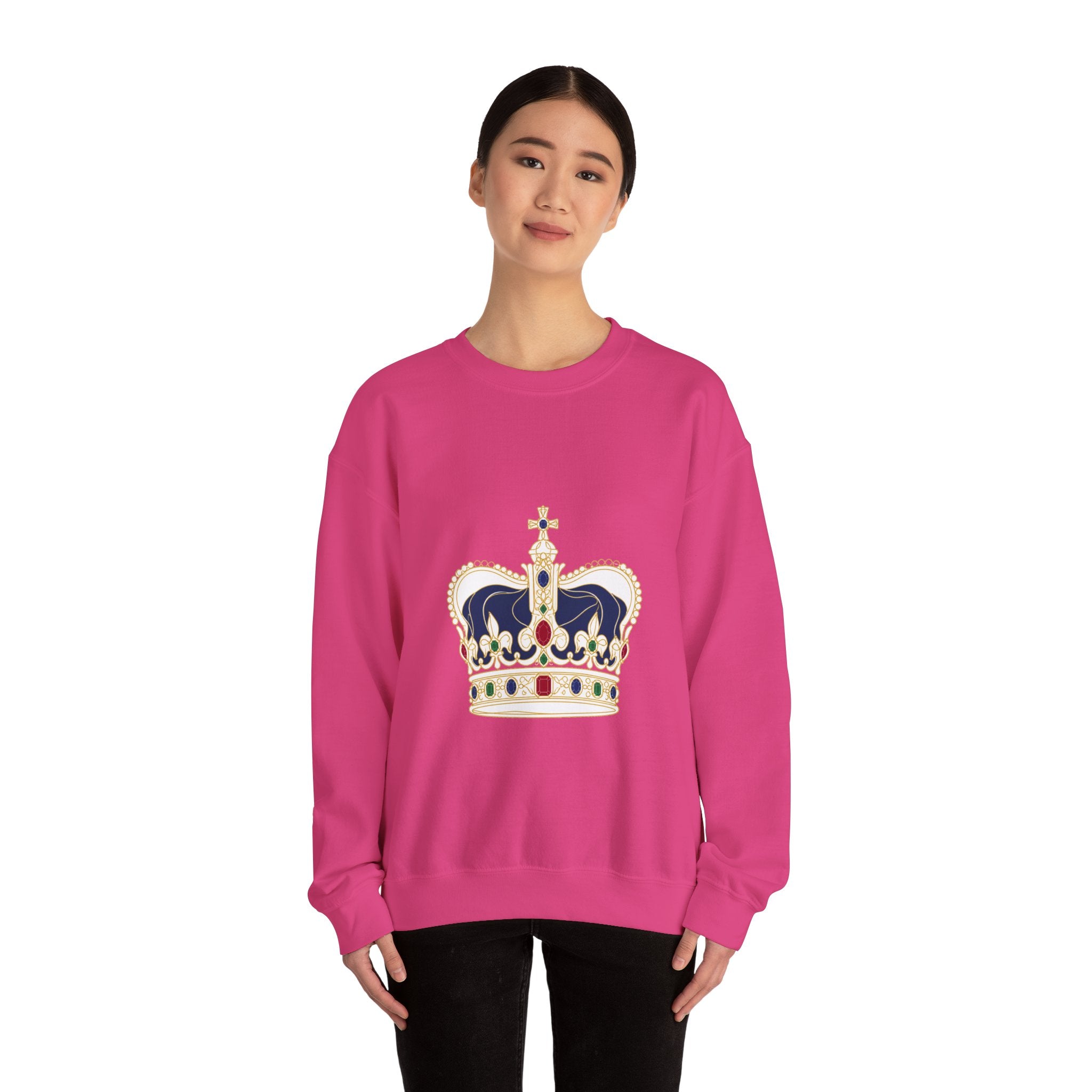 Matching Couple Sweatshirt - Crown & Shield Matching Couple Crewneck Sweatshirt Minimalist Art His Hers Valentine Gift - Design A