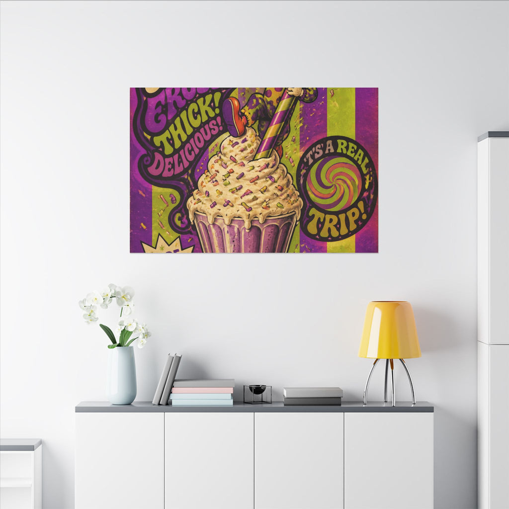 Milkshake Slide Clown Wall Art Canvas 16×20 Psychedelic Cafe Decor Maximalist Print