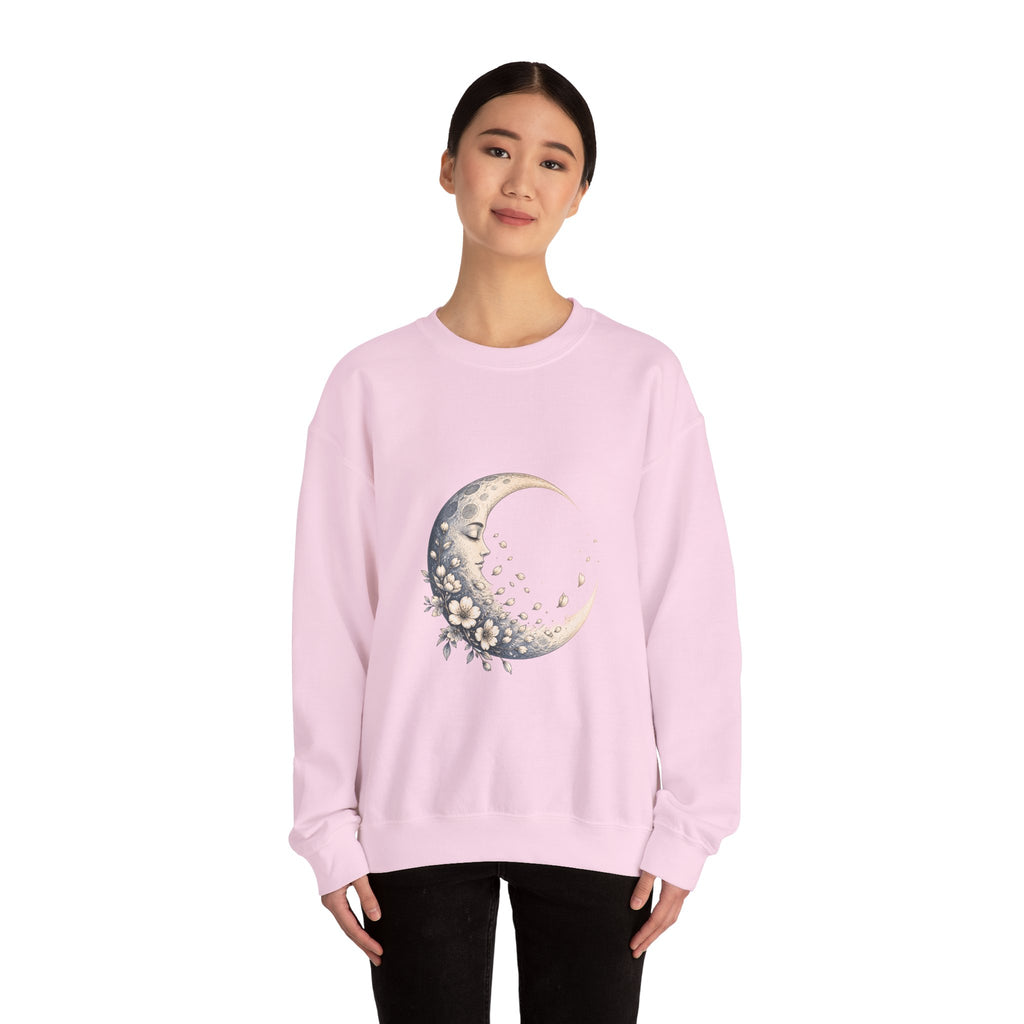 Matching Couple Sweatshirt - Waxing & Waning Moon Matching Couple Premium Fleece Sweatshirt Hand-Drawn Art His Hers Anniversary Gift - Design B
