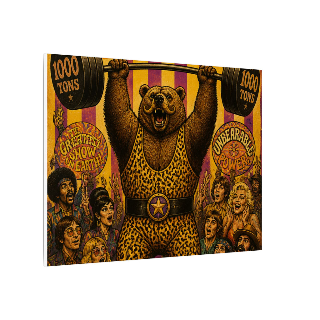 Strongman Bear Wall Art Canvas 16×20 Psychedelic Cafe Decor Maximalist Print