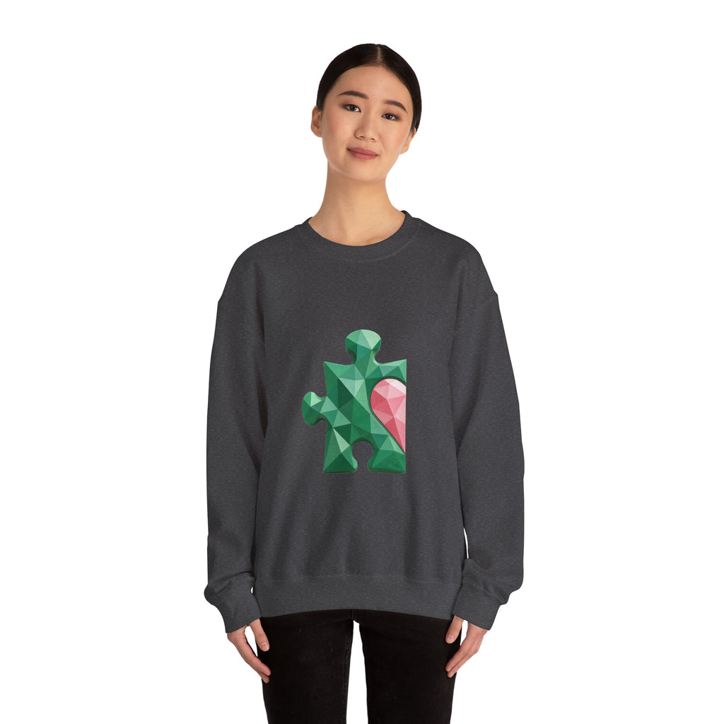 Matching Couple Sweatshirt - Puzzle Pieces Matching Couple Crewneck Sweatshirt Geometric Art His Hers Couple Gift - Design A