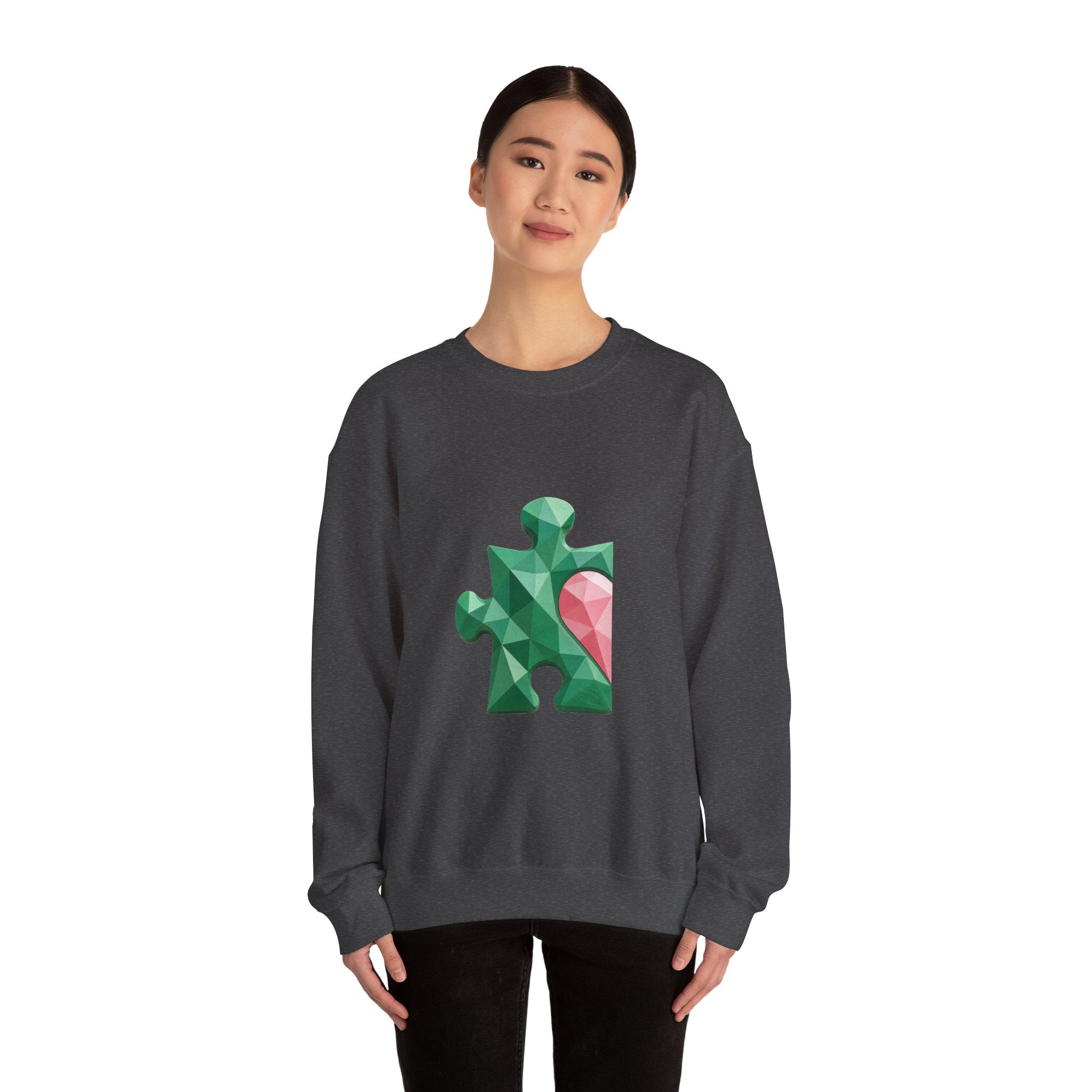 Matching Couple Sweatshirt - Puzzle Pieces Matching Couple Crewneck Sweatshirt Geometric Art His Hers Couple Gift - Design A