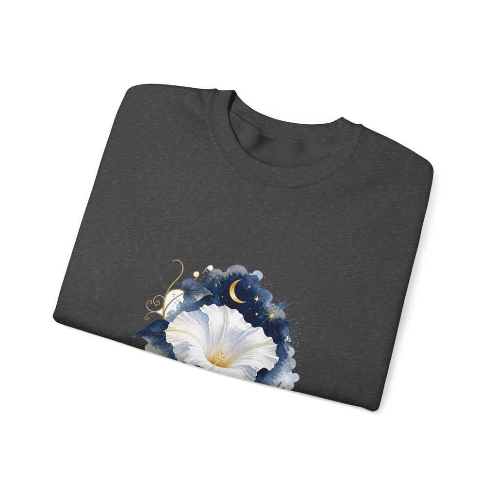 Matching Couple Sweatshirt - Sunflower & Moonflower Matching Couple Premium Fleece Sweatshirt Watercolor Art His Hers Birthday Gift - Design B