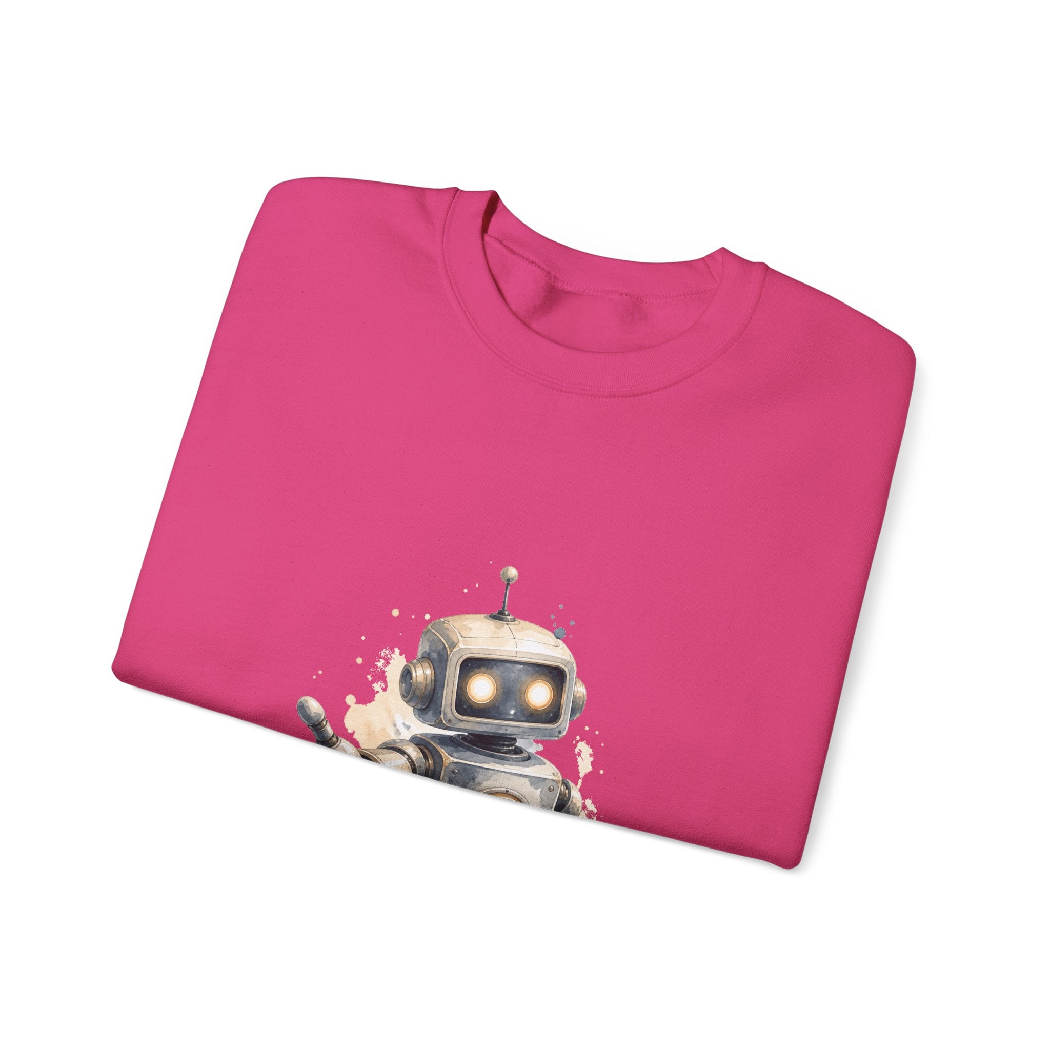 Matching Couple Sweatshirt - Robot & Heart Matching Couple Comfort Colors Crew Watercolor Art His Hers Birthday Gift - Design A