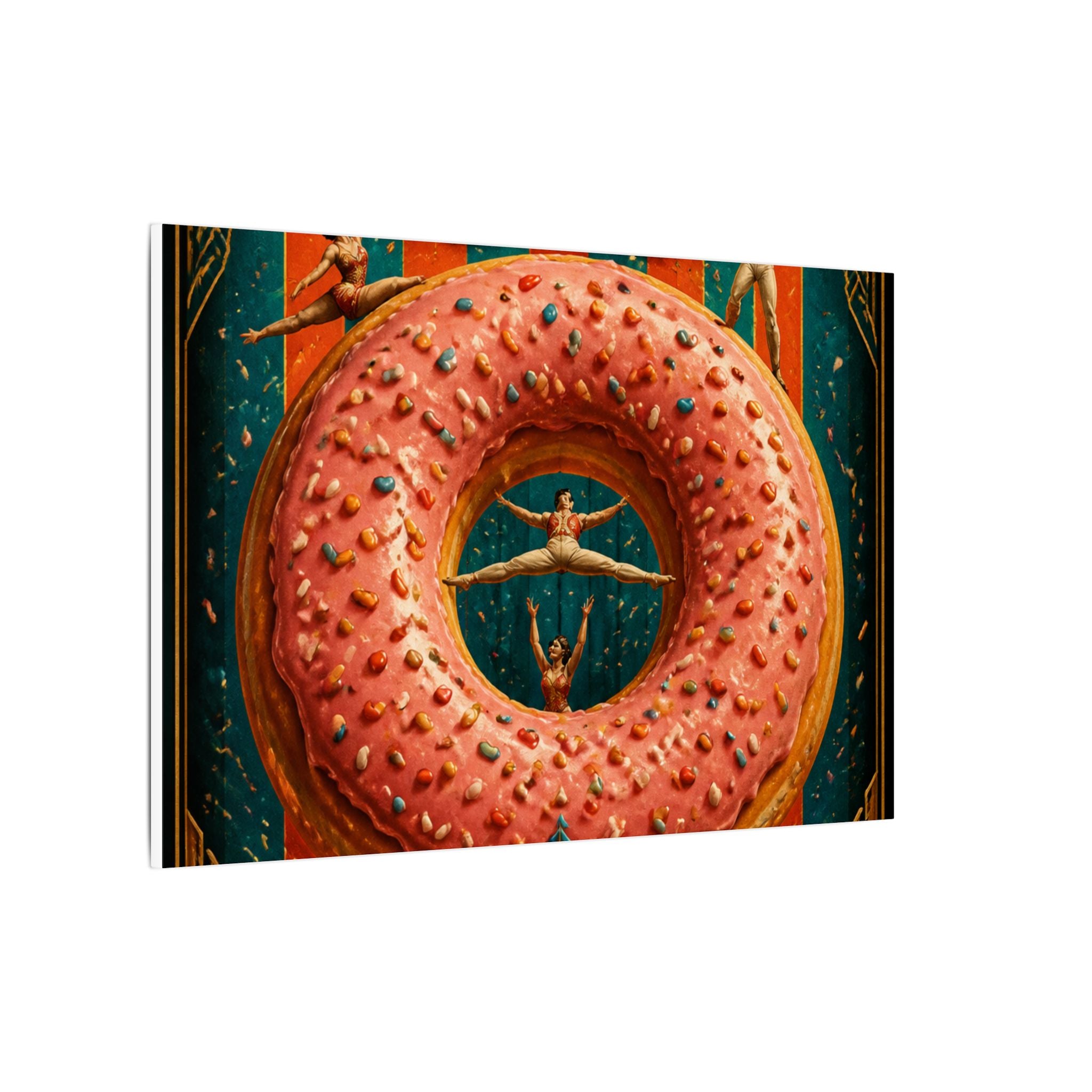Donut Circus Ring Wall Art Canvas 24×36 Art Deco Bar Area Decor Maximalist Print