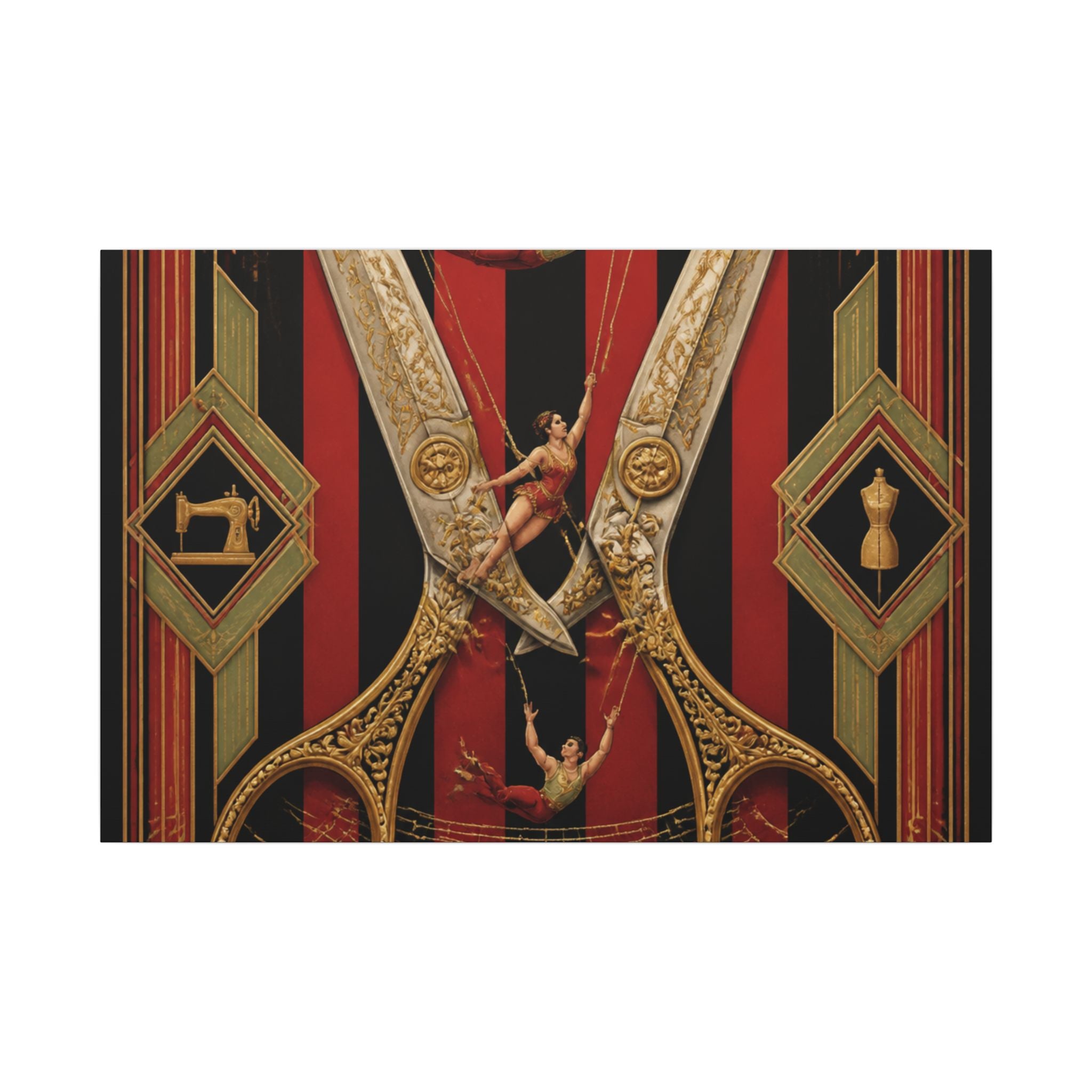 Giant Scissors Trapeze Wall Art Canvas 24×36 Art Deco Bar Area Decor Maximalist Print