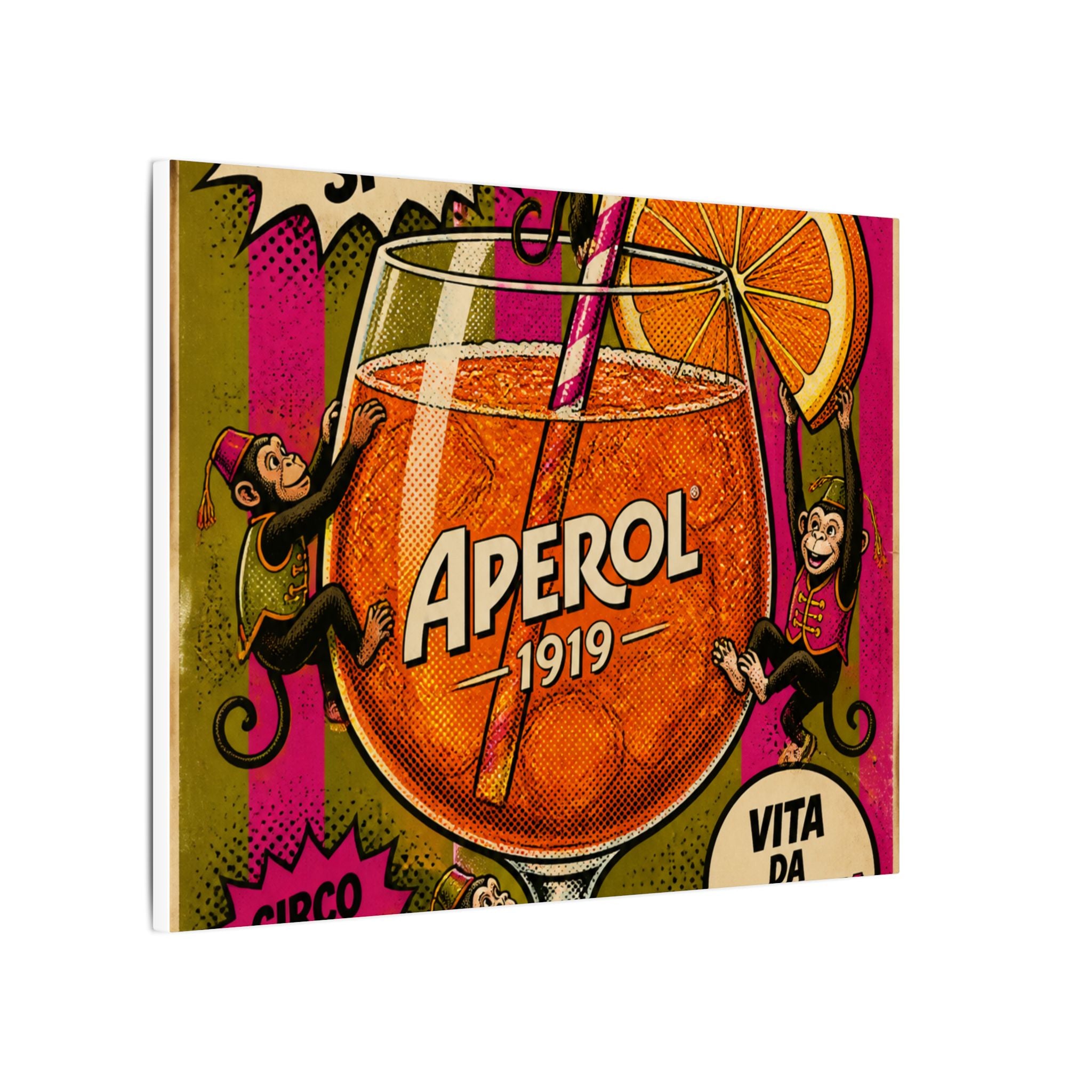 Aperol Spritz Monkeys Wall Art Canvas 16×20 Pop Art Living Room Decor Maximalist Print