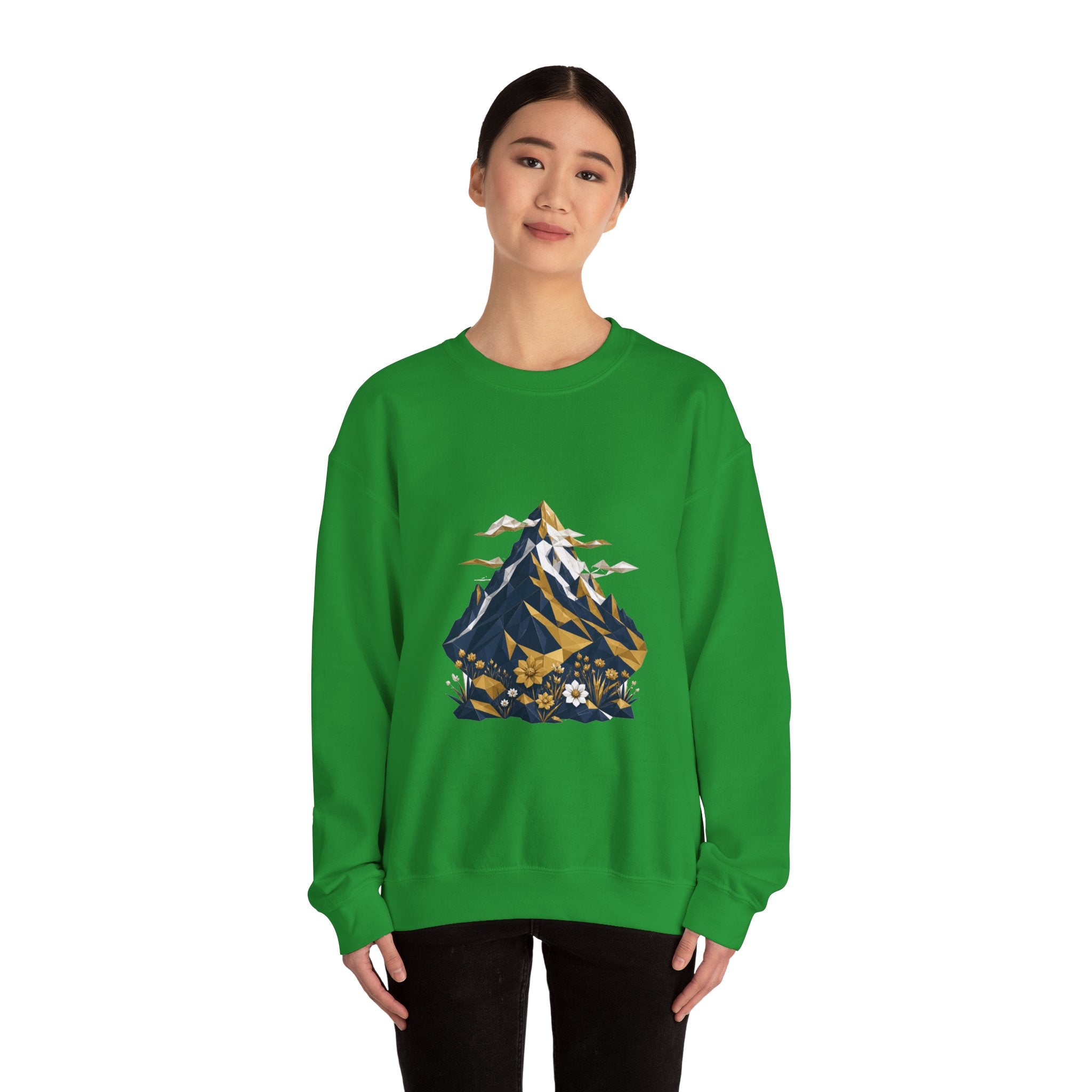 Matching Couple Sweatshirt - Mountain & Ocean Matching Couple Crewneck Sweatshirt Geometric Art His Hers Couple Gift - Design A