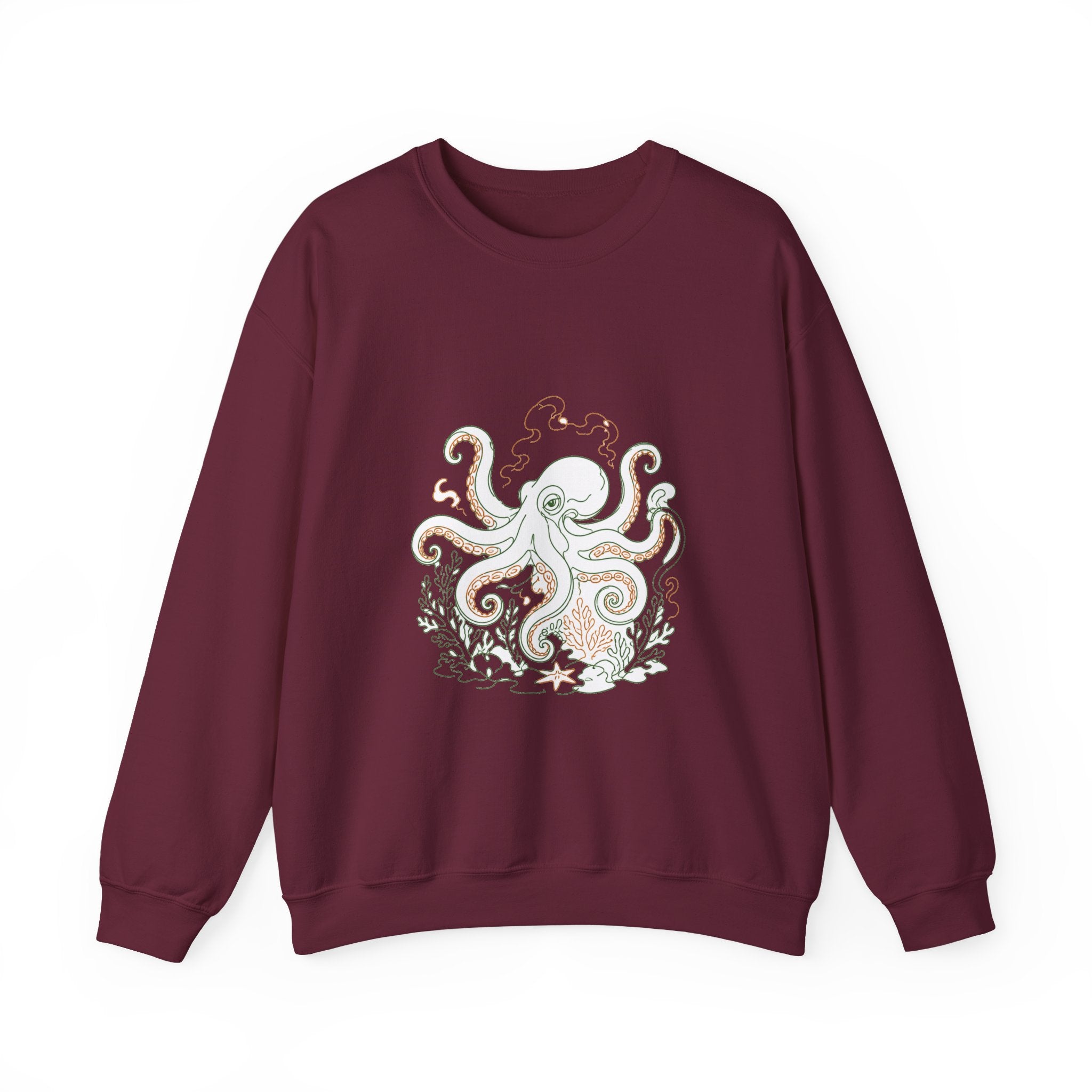 Matching Couple Sweatshirt - Octopus & Jellyfish Matching Couple Comfort Colors Crew Minimalist Art His Hers Christmas Gift - Design A