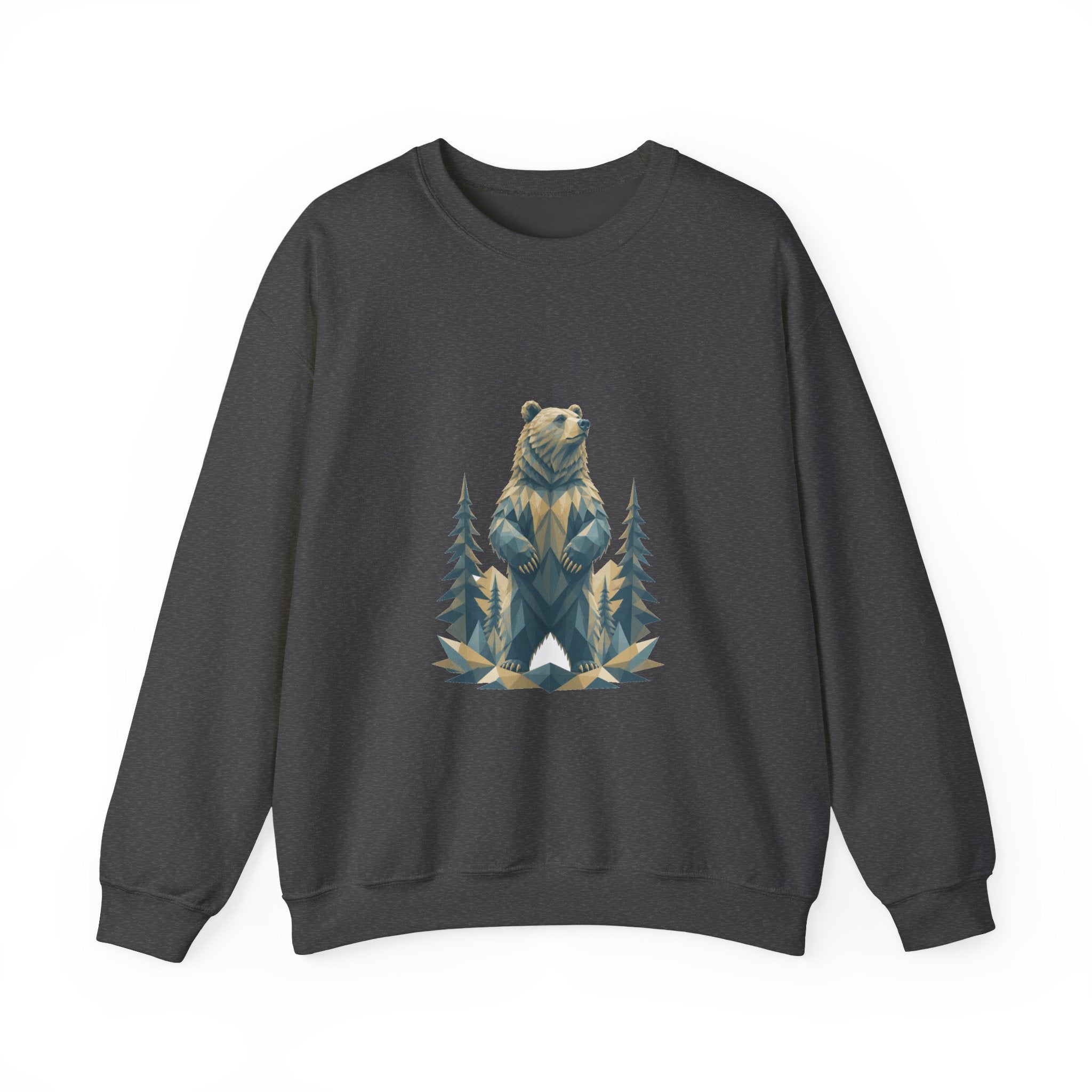 Matching Couple Sweatshirt - Bear & Deer Matching Couple Premium Fleece Sweatshirt Geometric Art His Hers Love Gift - Design A
