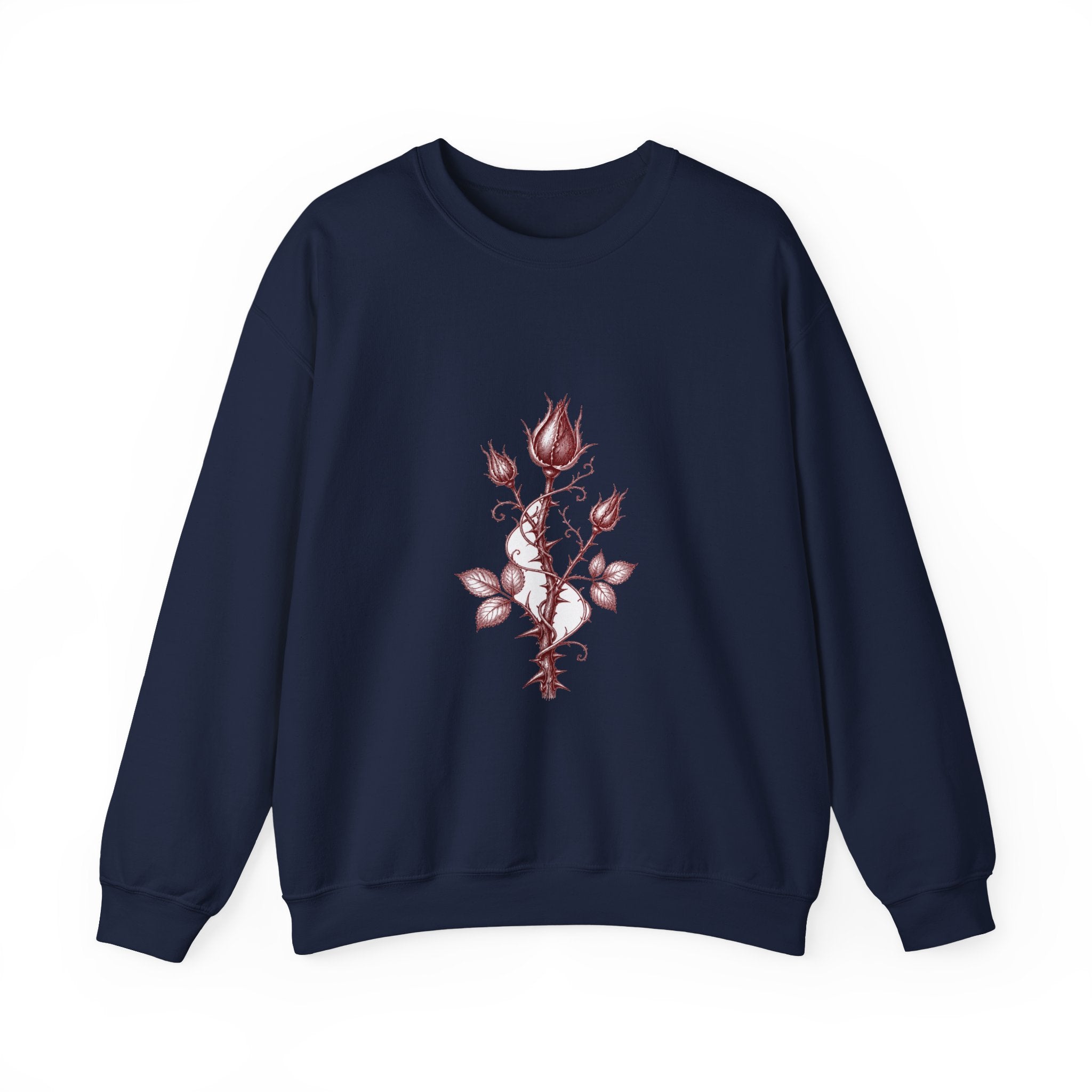 Matching Couple Sweatshirt - Rose & Thorn Matching Couple Crewneck Sweatshirt Hand-Drawn Art His Hers Best Friend Gift - Design B