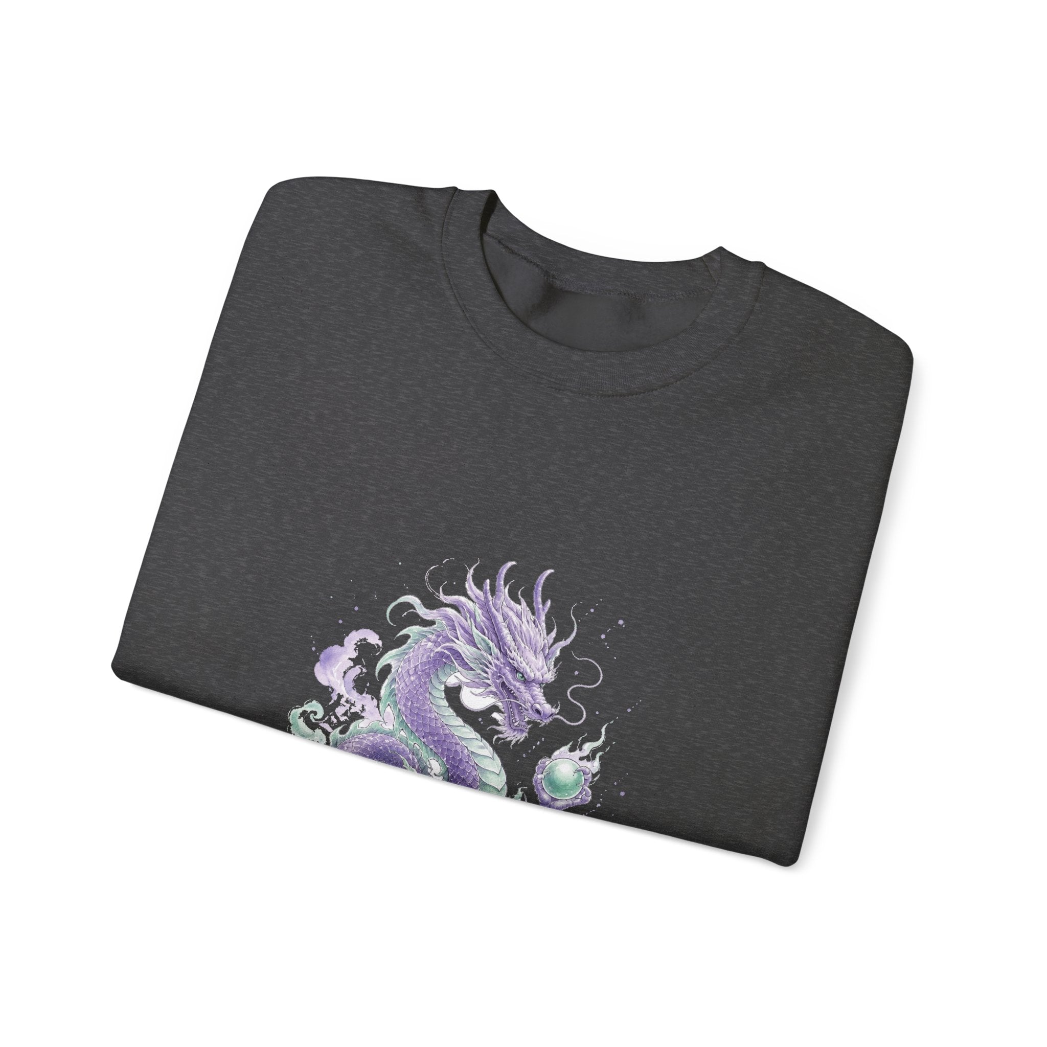 Matching Couple Sweatshirt - Dragon & Phoenix Matching Couple Crewneck Sweatshirt Watercolor Art His Hers Engagement Gift - Design A