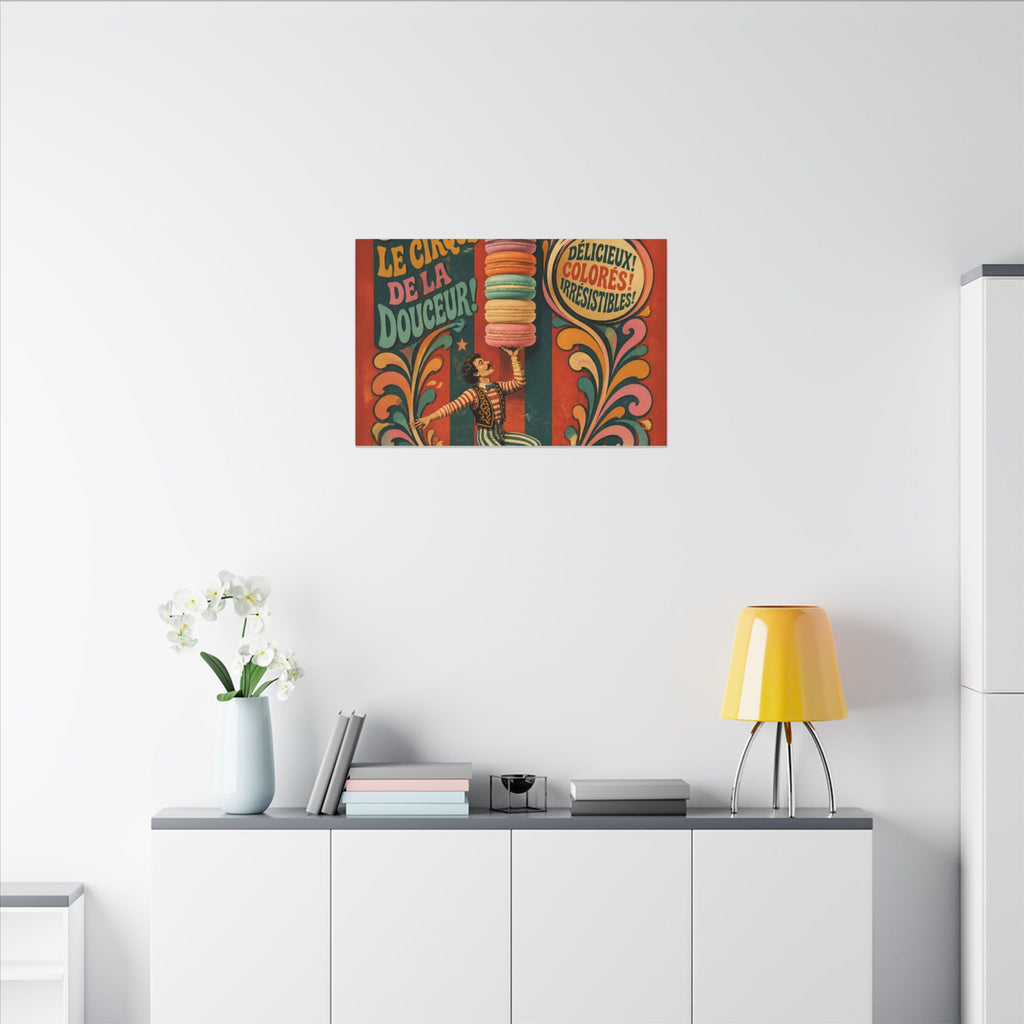 Macaron Balancing Tower Wall Art Canvas 24×36 Psychedelic Dining Room Decor Maximalist Print
