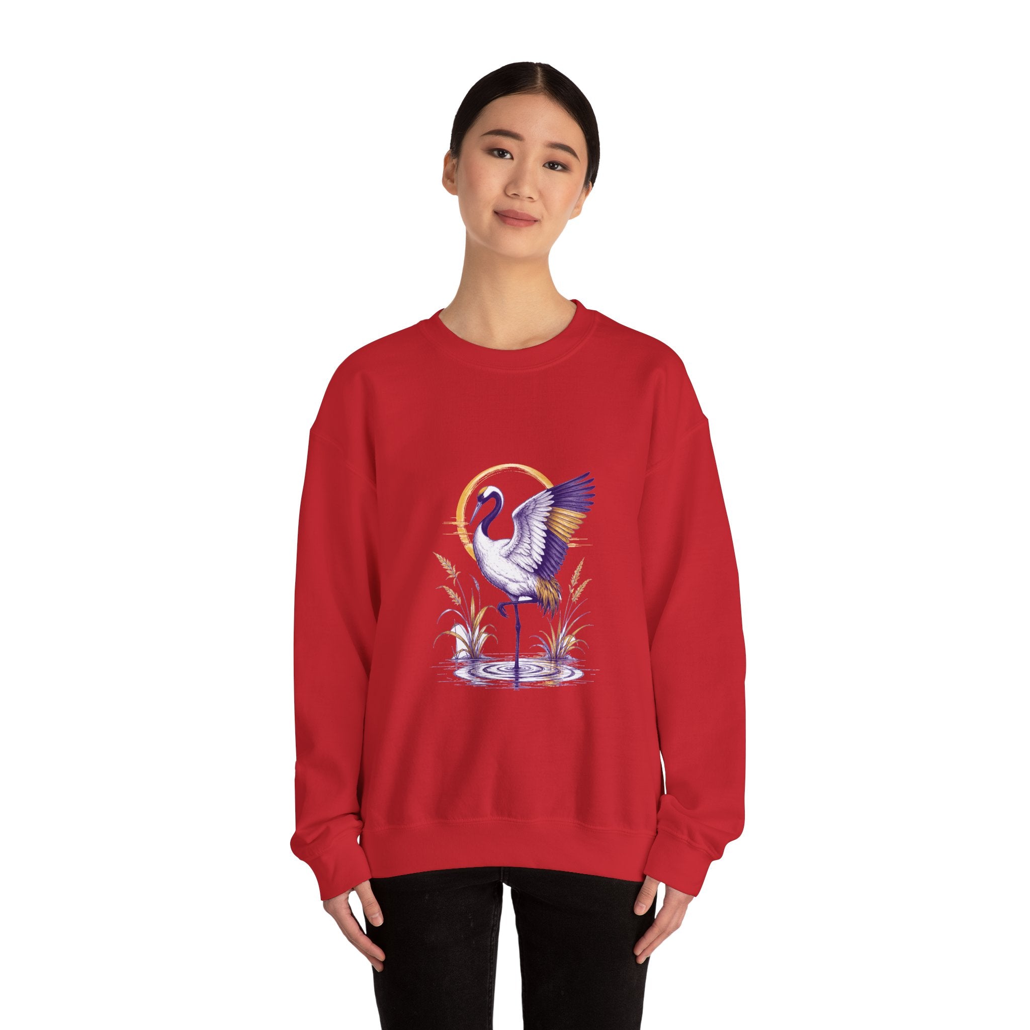 Matching Couple Sweatshirt - Tiger & Crane Matching Couple Premium Fleece Sweatshirt Hand-Drawn Art His Hers Anniversary Gift - Design B