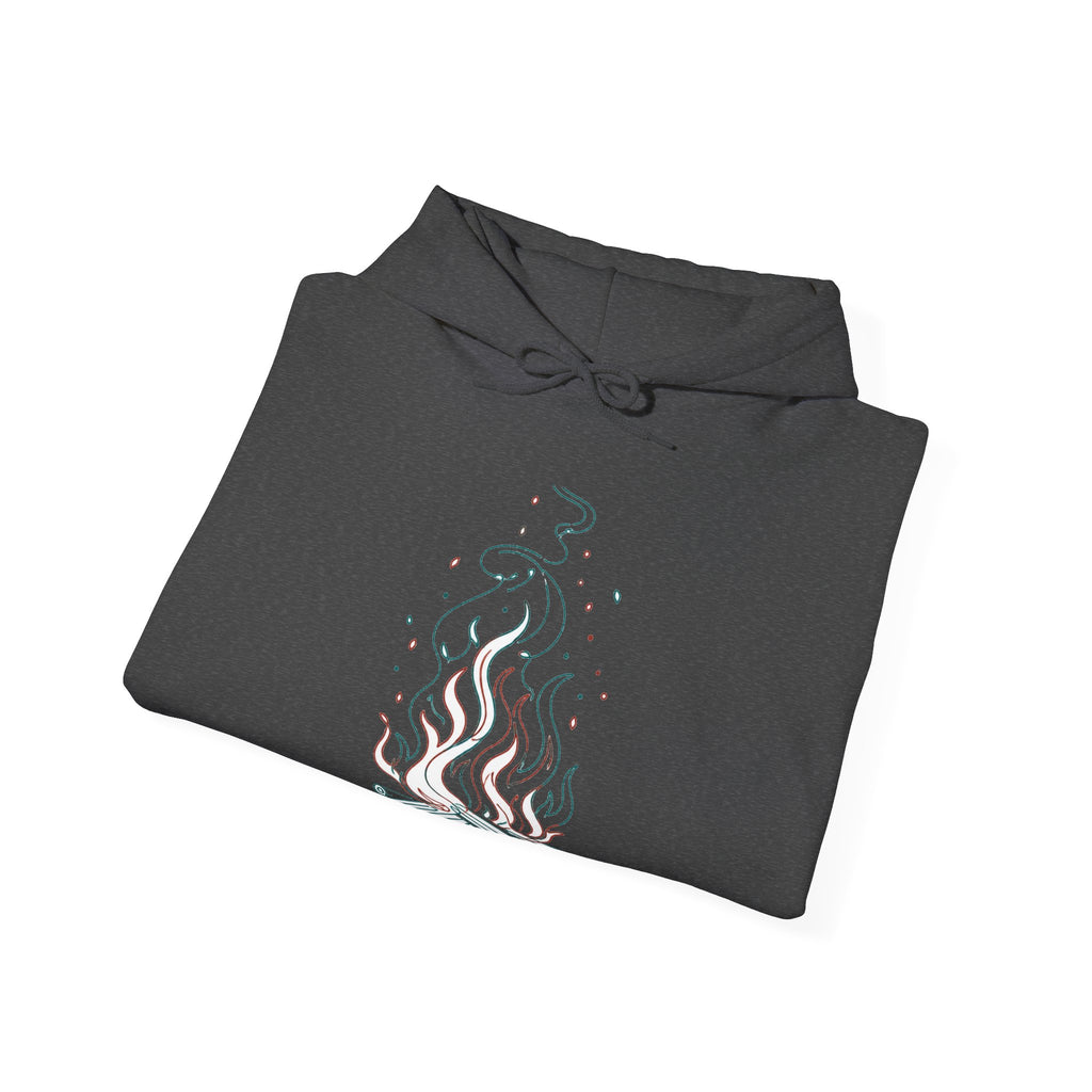 Matching Couple Sweatshirt - Wildfire & Waterfall Matching Couple Hooded Sweatshirt Minimalist Art His Hers Valentine Gift - Design A