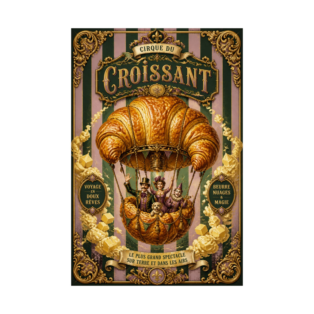 Croissant Hot Air Balloon Wall Art Poster 24×36 Baroque Studio Decor Maximalist Print