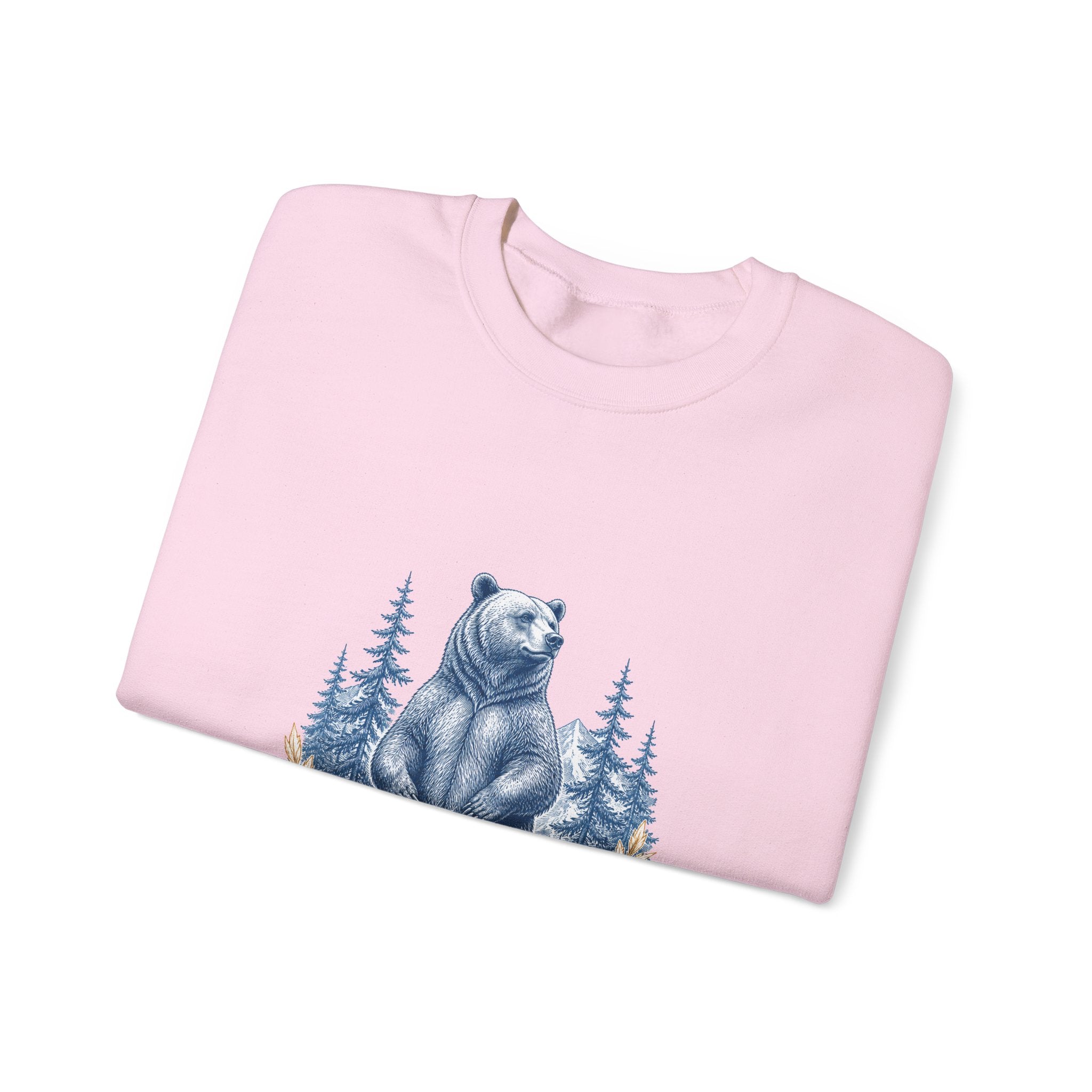 Matching Couple Sweatshirt - Bear & Deer Matching Couple Crewneck Sweatshirt Vintage Art His Hers Wedding Gift - Design A