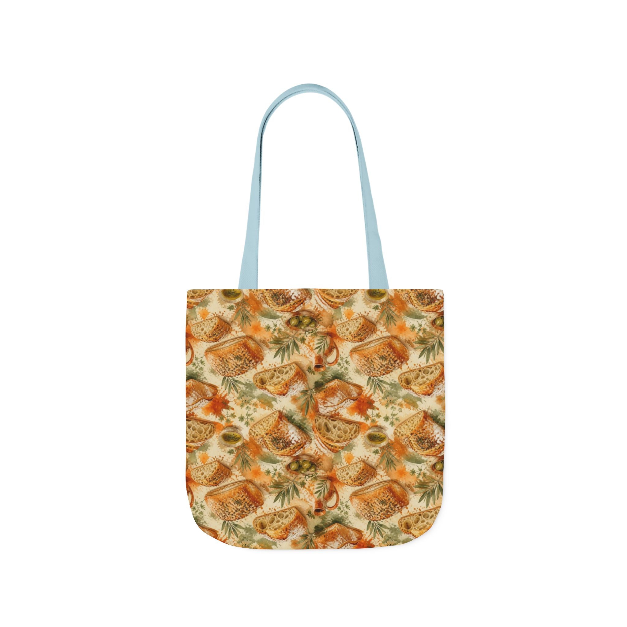 Ciabatta Rolls Canvas Tote Bag Mediterranean Kitchen Watercolor Splash Design Italian Cottagecore Gift